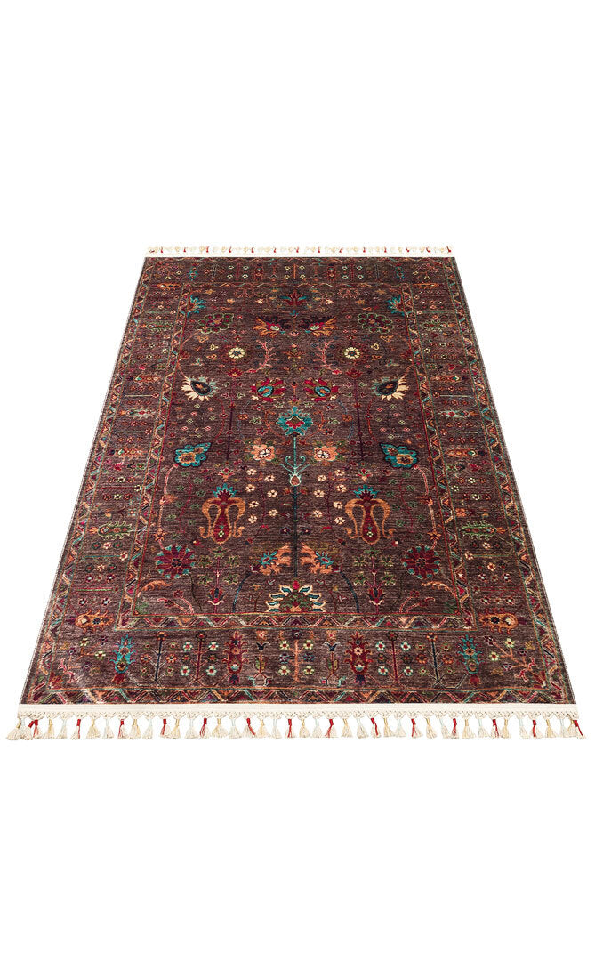 Antique ATK 10 Çok Renkli - Yıkanabilir Kaymaz Antik Desenli Otantik Kilim