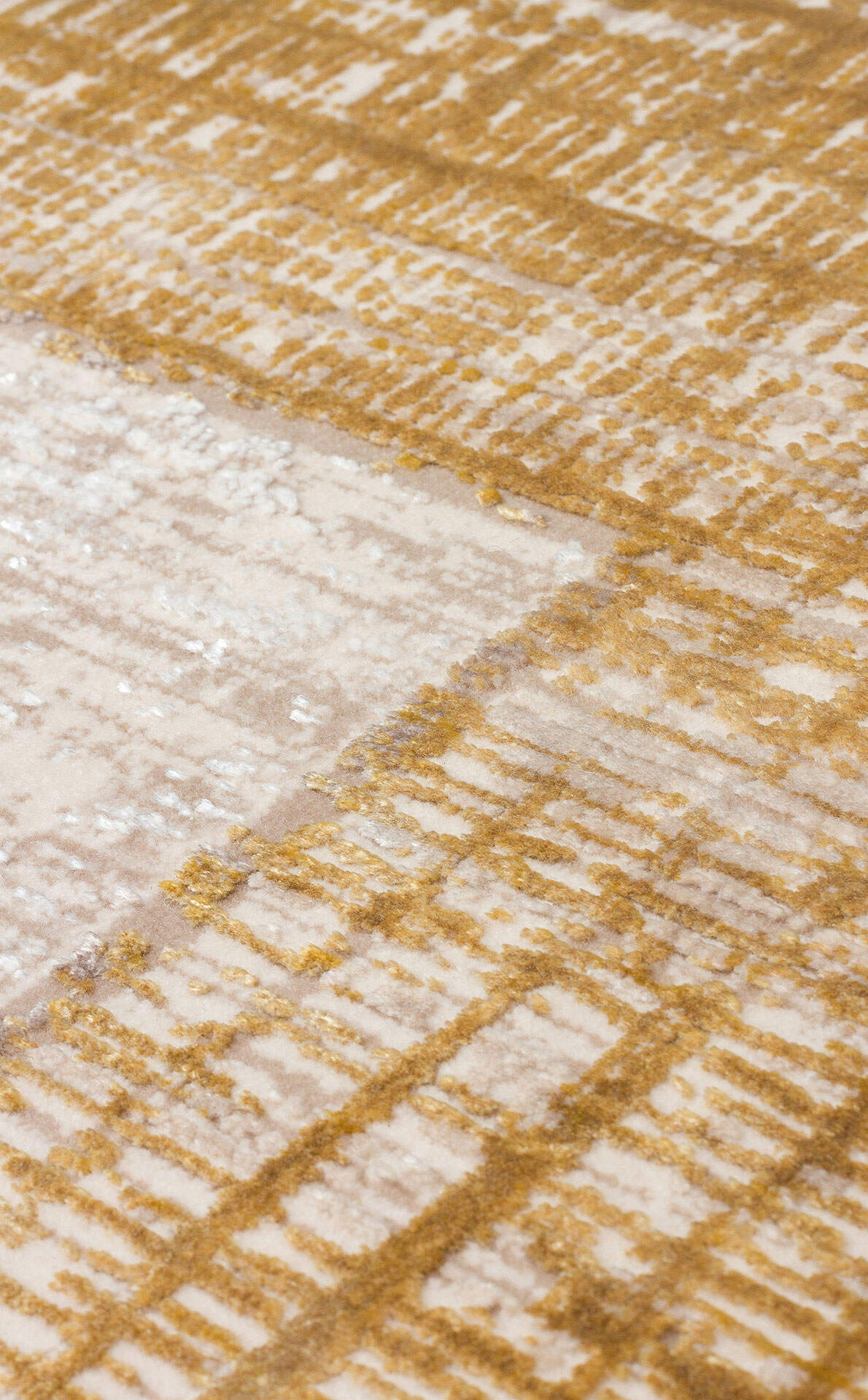 FRESCO DYED FSD 02 Bej Gold - Eskitme Dokulu Işıltılı Salon Halısı
