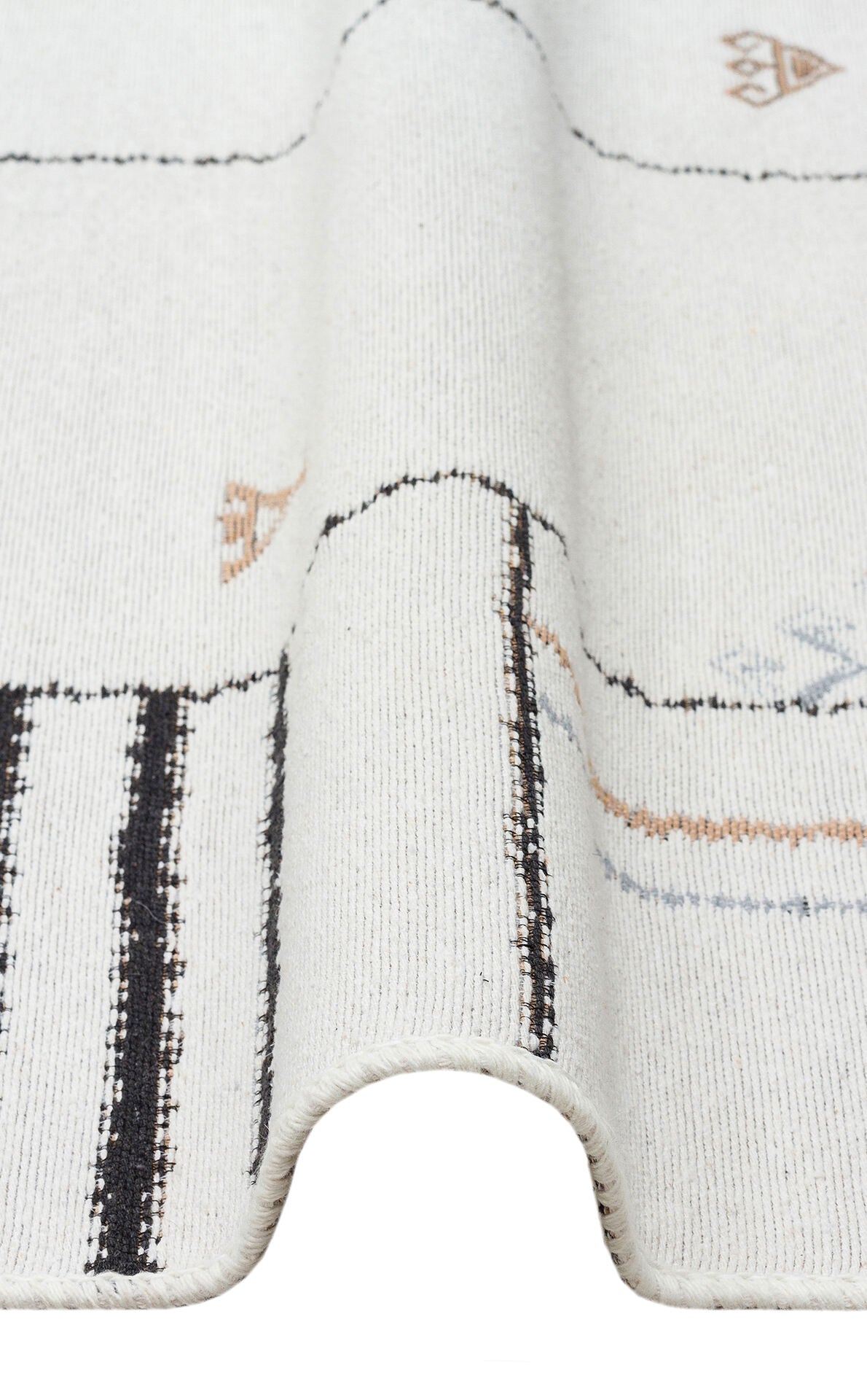 Arya AR 41 Krem Siyah - Yıkanabilir Çift Taraflı Modern Dokuma Kilim