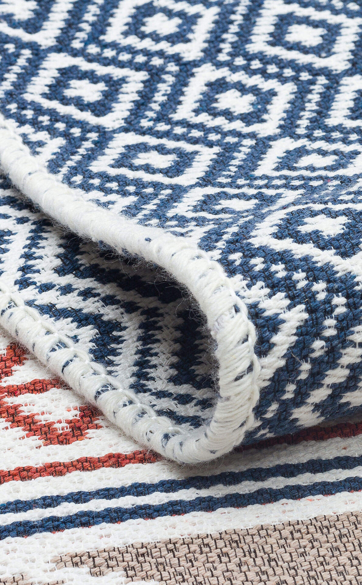 Arya AR 26 Lacivert Bej - Yıkanabilir Çift Taraflı Modern Dokuma Kilim