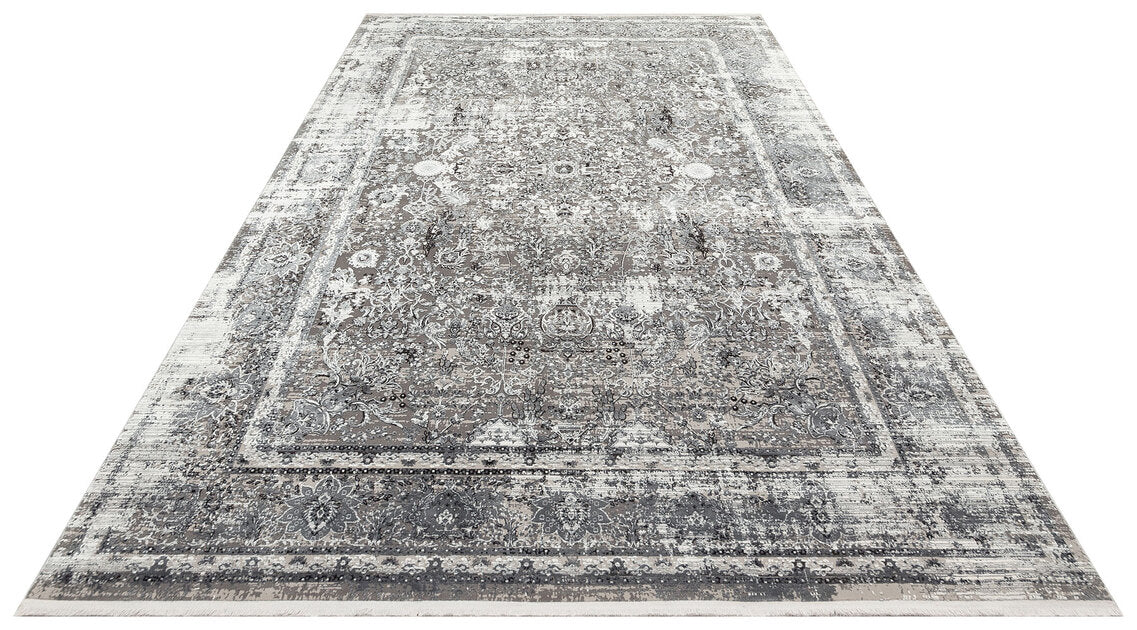 FRESCO XW FS 29 Gri Siyah - Işıltılı Dokuma Bambu Viskon Salon Halısı