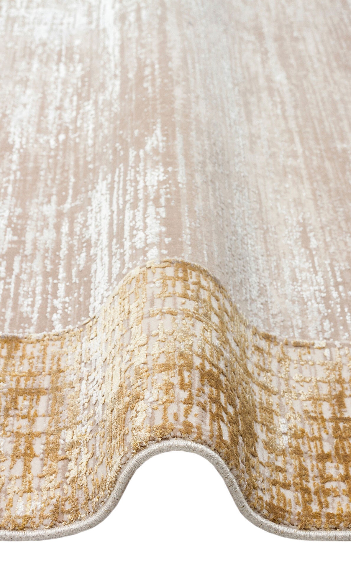 FRESCO DYED FSD 02 Bej Gold - Eskitme Dokulu Işıltılı Salon Halısı