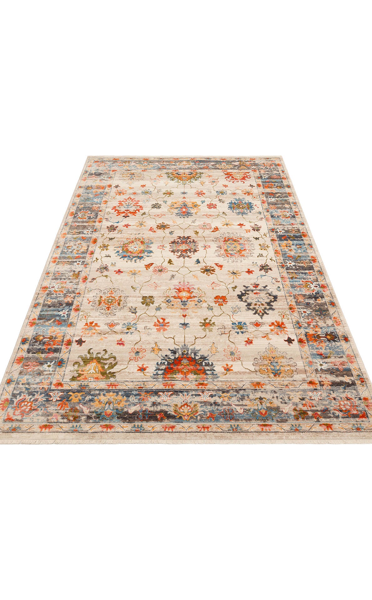 PTA 19 BEIGE MULTY - PIETRA - Sıcak Renk Tonlu Etnik Desenli Yumuşak Dokulu Makine Halısı