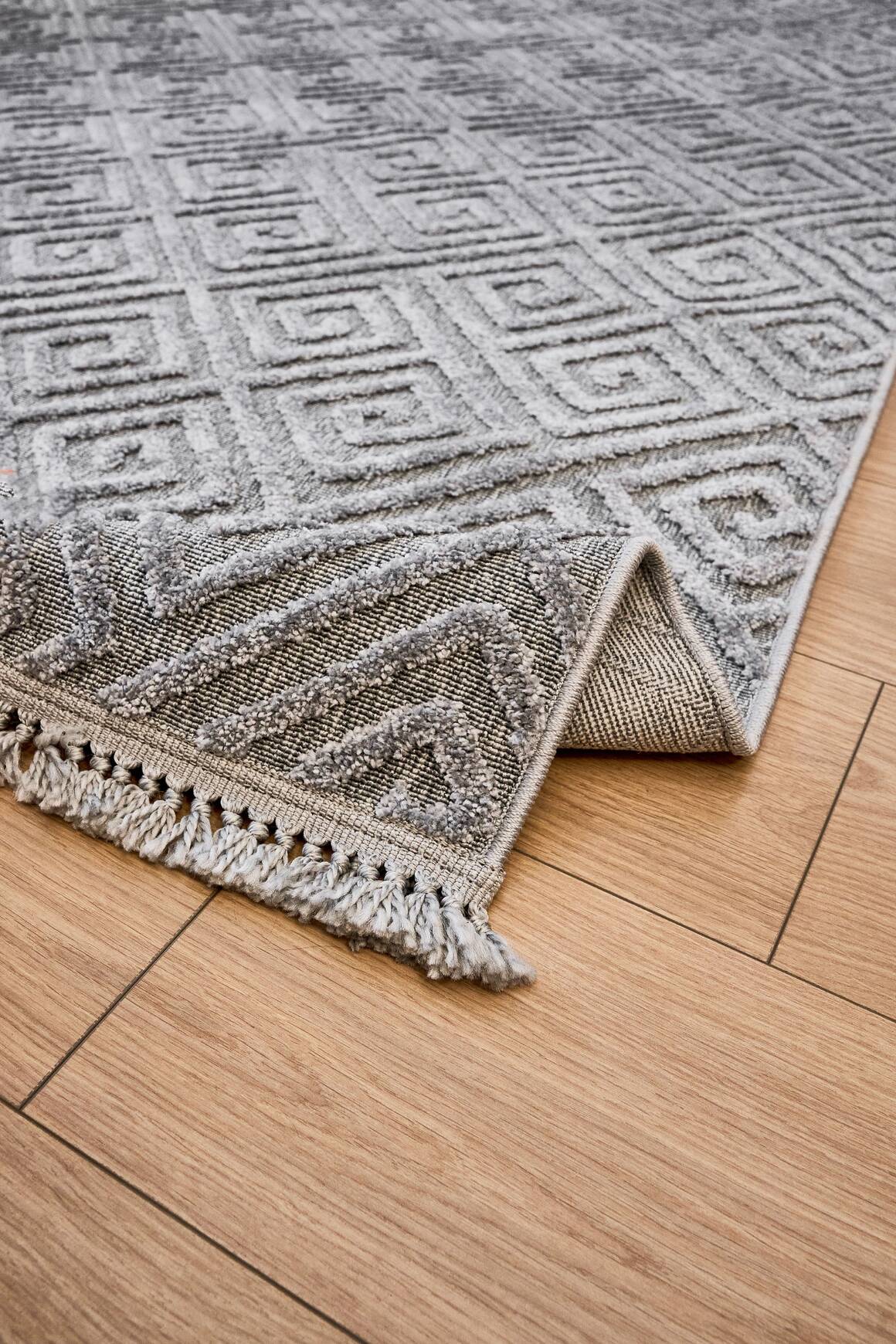 Anemon 6814 Gri - Polyester Dokuma Halı | İskandinav Salon Halısı