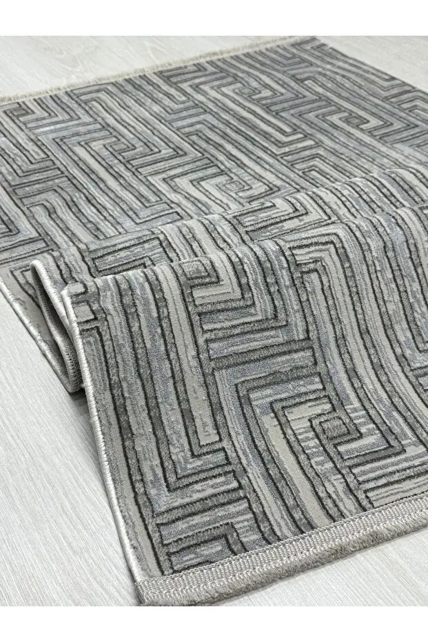 Hermes 1140 Gri Modern Ve Rahat Oturma Odası İçin Uzun Ömürlü Halı