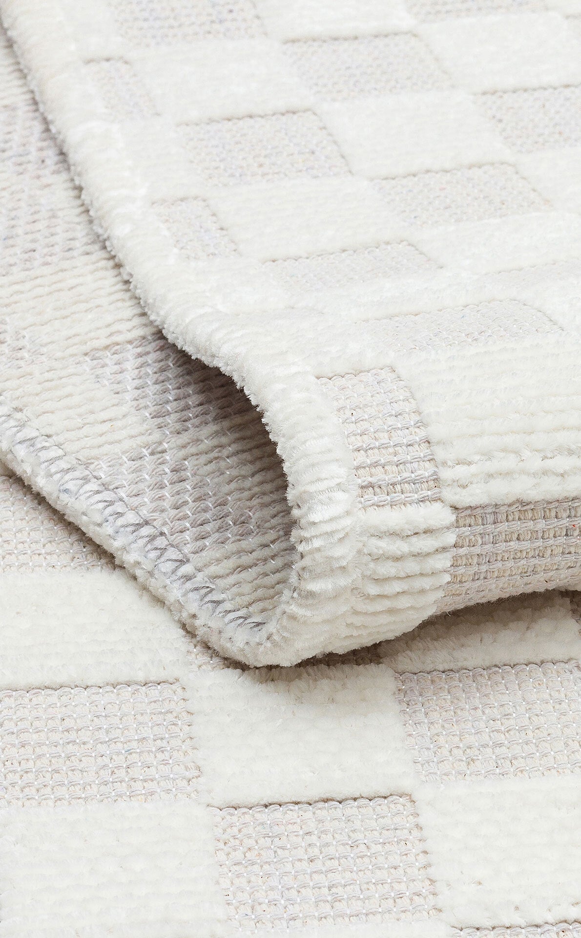 Ada 02 Krem - Yıkanabilir Kaymaz Hav Yapmaz Modern Düz Dokuma Kilim