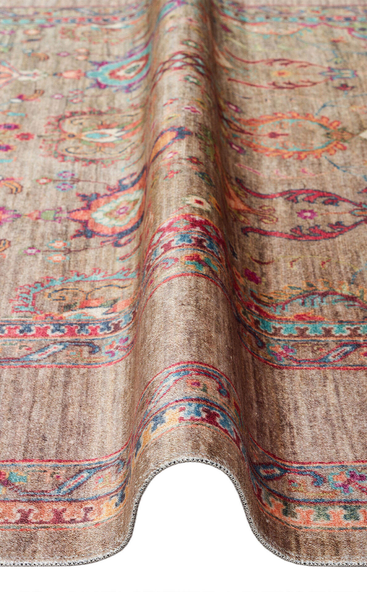 Antıque ATK 07 Olıve - Yıkanabilir Kaymaz Antik Desenli Otantik Kilim