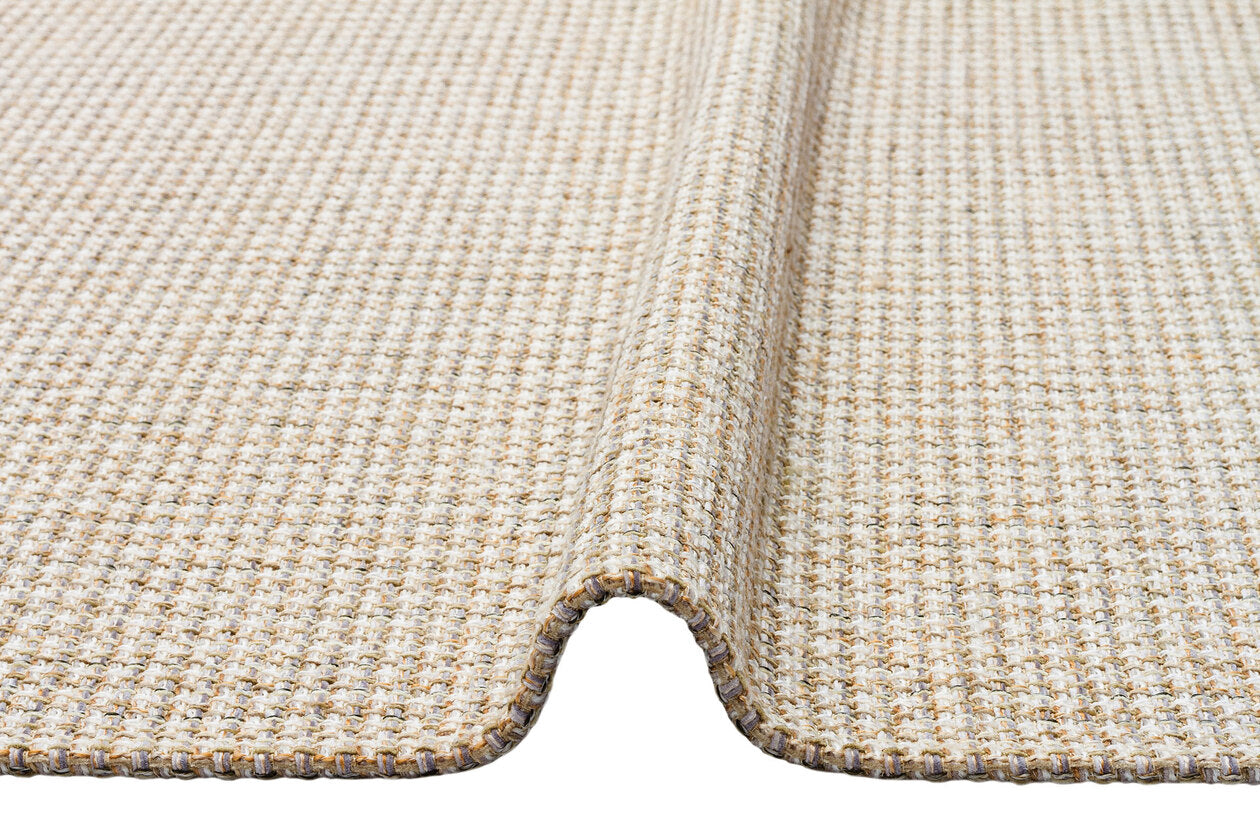 BRK 01 CREAM SILVER - BROOKLYN - Hasır Görünümlü Kaymaz Renkli Dokuma Modern Kilim