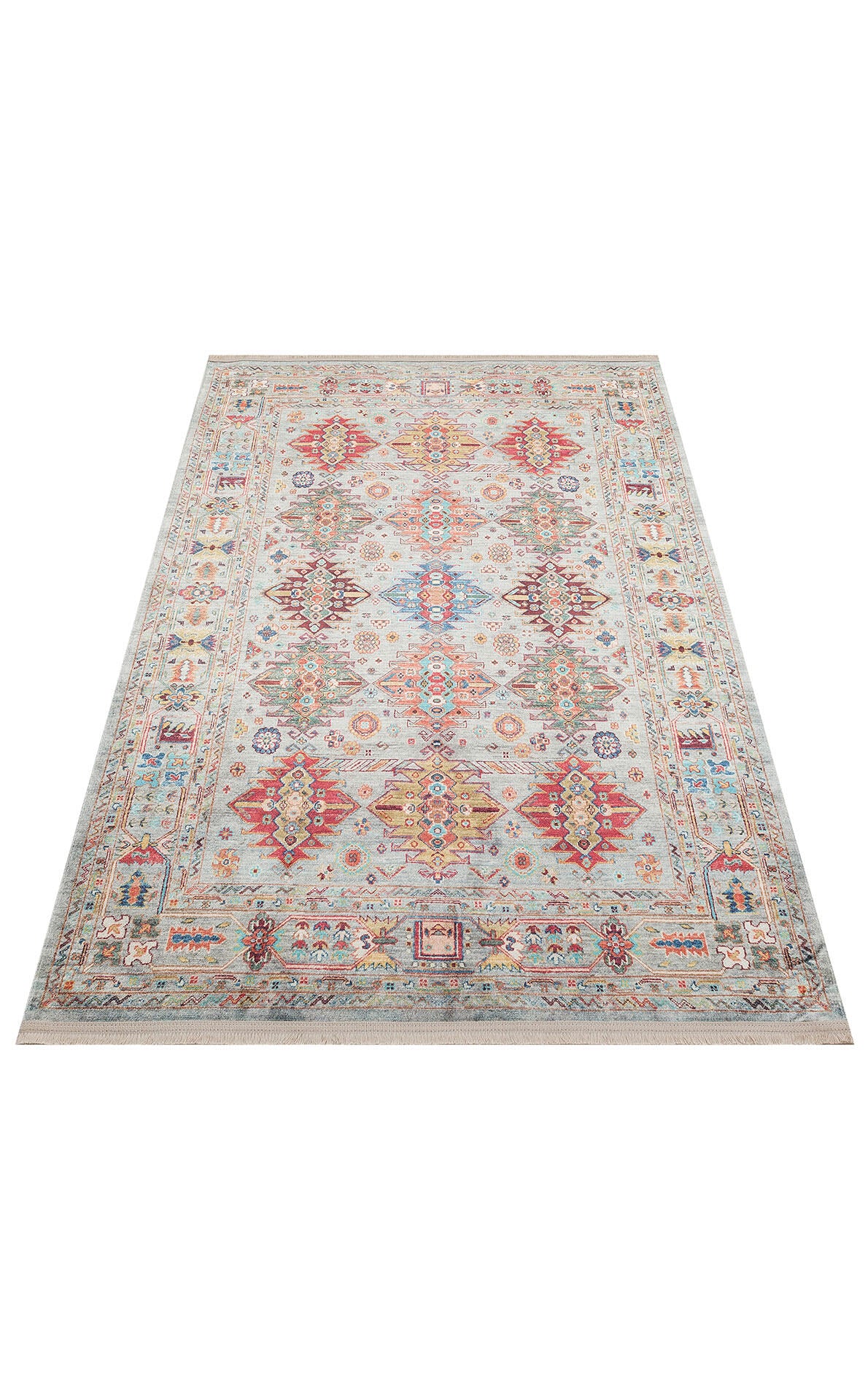 Antıque ATK 06 Aqua - Yıkanabilir Kaymaz Antik Desenli Otantik Kilim