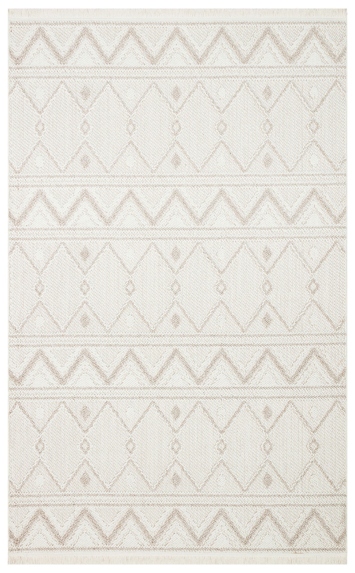 MOT 03 WHITE BEIGE - Yumuşak Tuşeli Örgü Dokuma Modern Makine Halısı