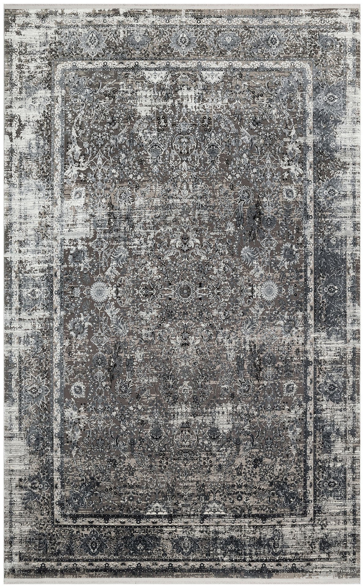 FRESCO XW FS 29 Gri Siyah - Işıltılı Dokuma Bambu Viskon Salon Halısı