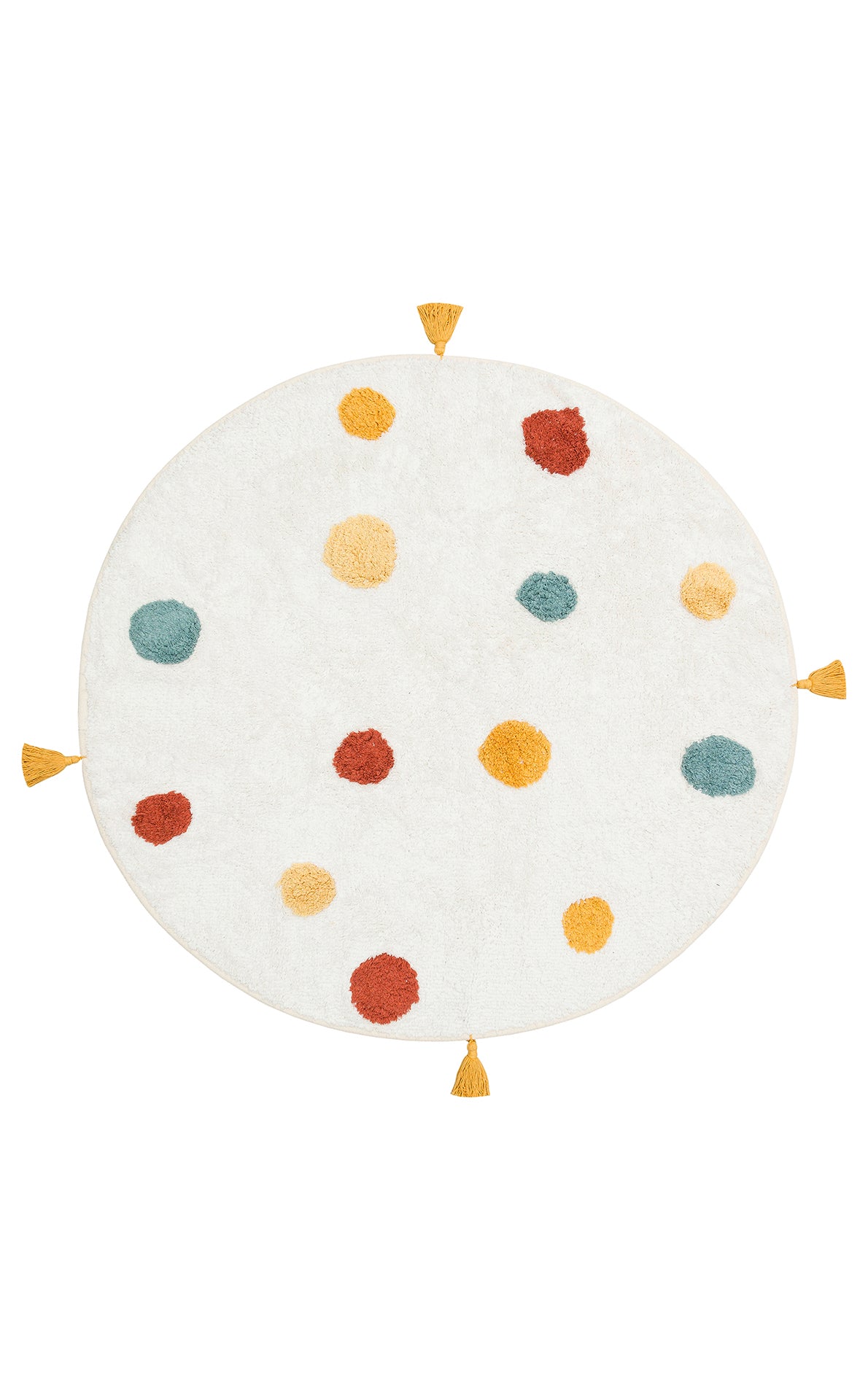 Cotton Boon XW CBN 06 Çok Renkli Yuvarlak Q120 - Yıkanabilir Kaymaz Naturel Pamuk Bebek Halısı