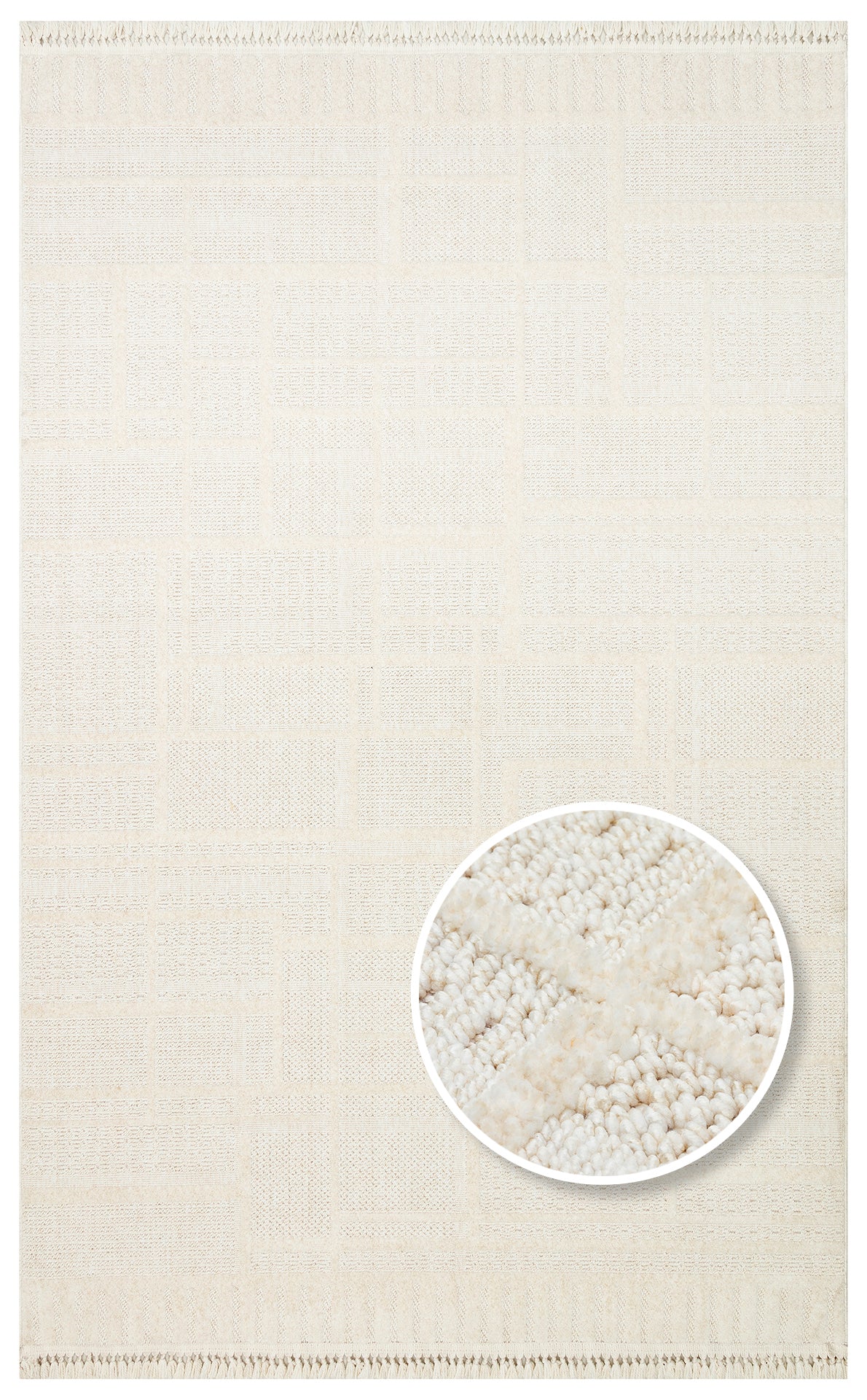JOY 03 WHITE - JOY - Hav Toz Vermeyen Yumuşak dokulu Modern Makine Halısı