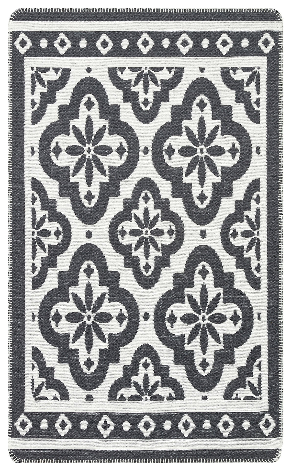 Arya Neo ARN 08 Antrasit Beyaz - Yıkanabilir Çift Taraflı Modern Dokuma Kilim