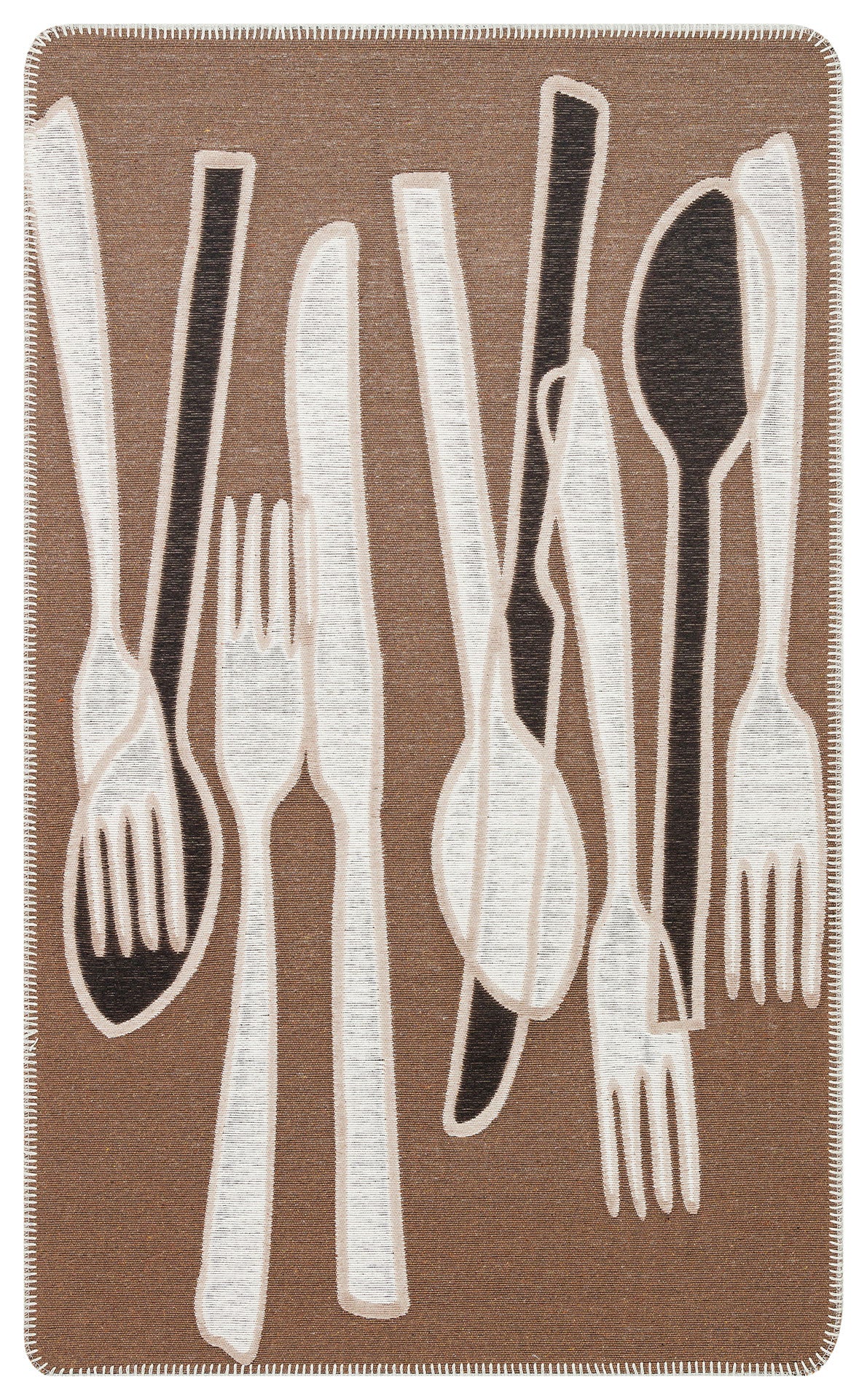 Arya Neo ARN 06 Kahverengi Beyaz - Yıkanabilir Çift Taraflı Modern Dokuma Kilim