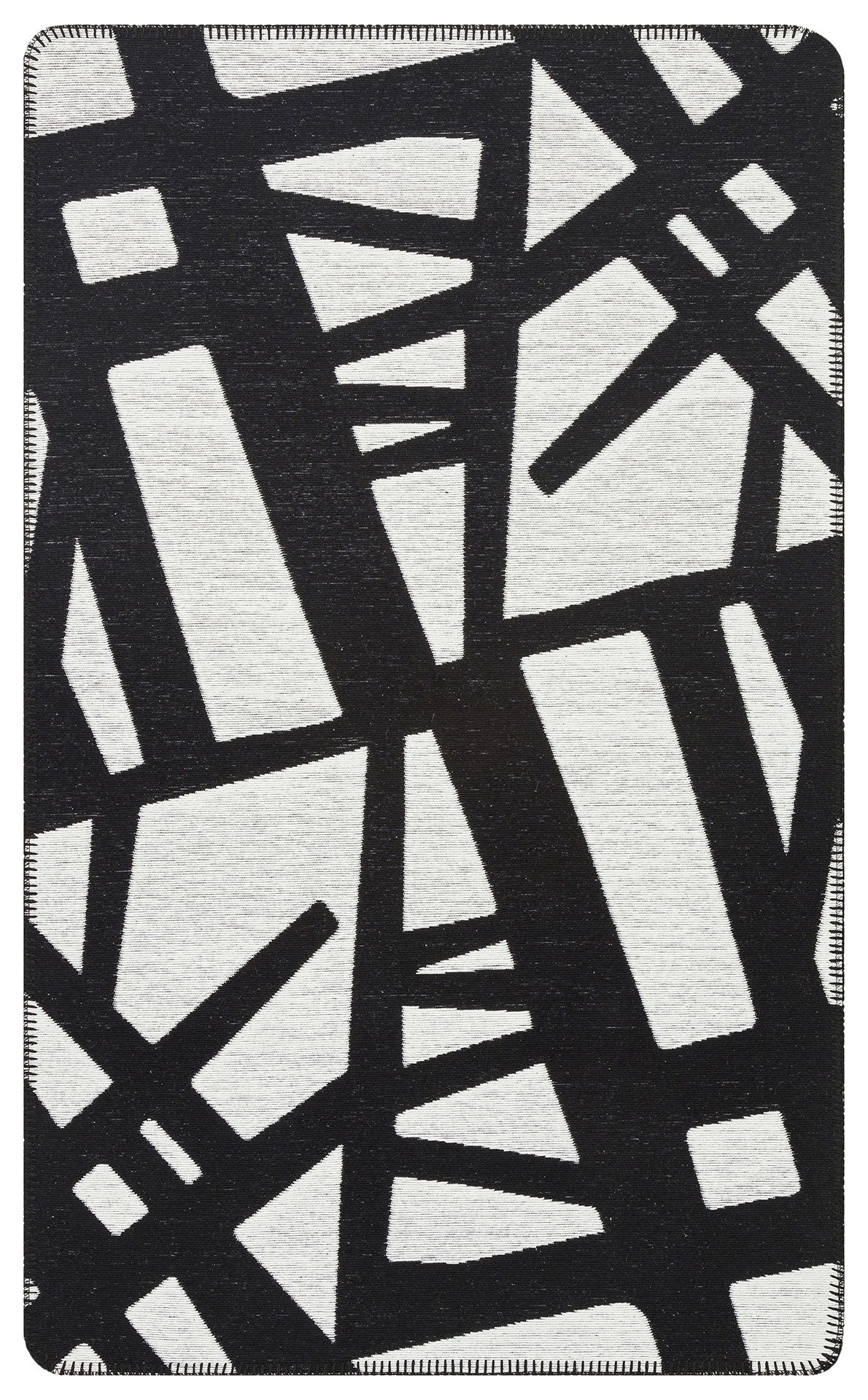 Arya Neo ARN 05 Beyaz Siyah - Yıkanabilir Çift Taraflı Modern Dokuma Kilim