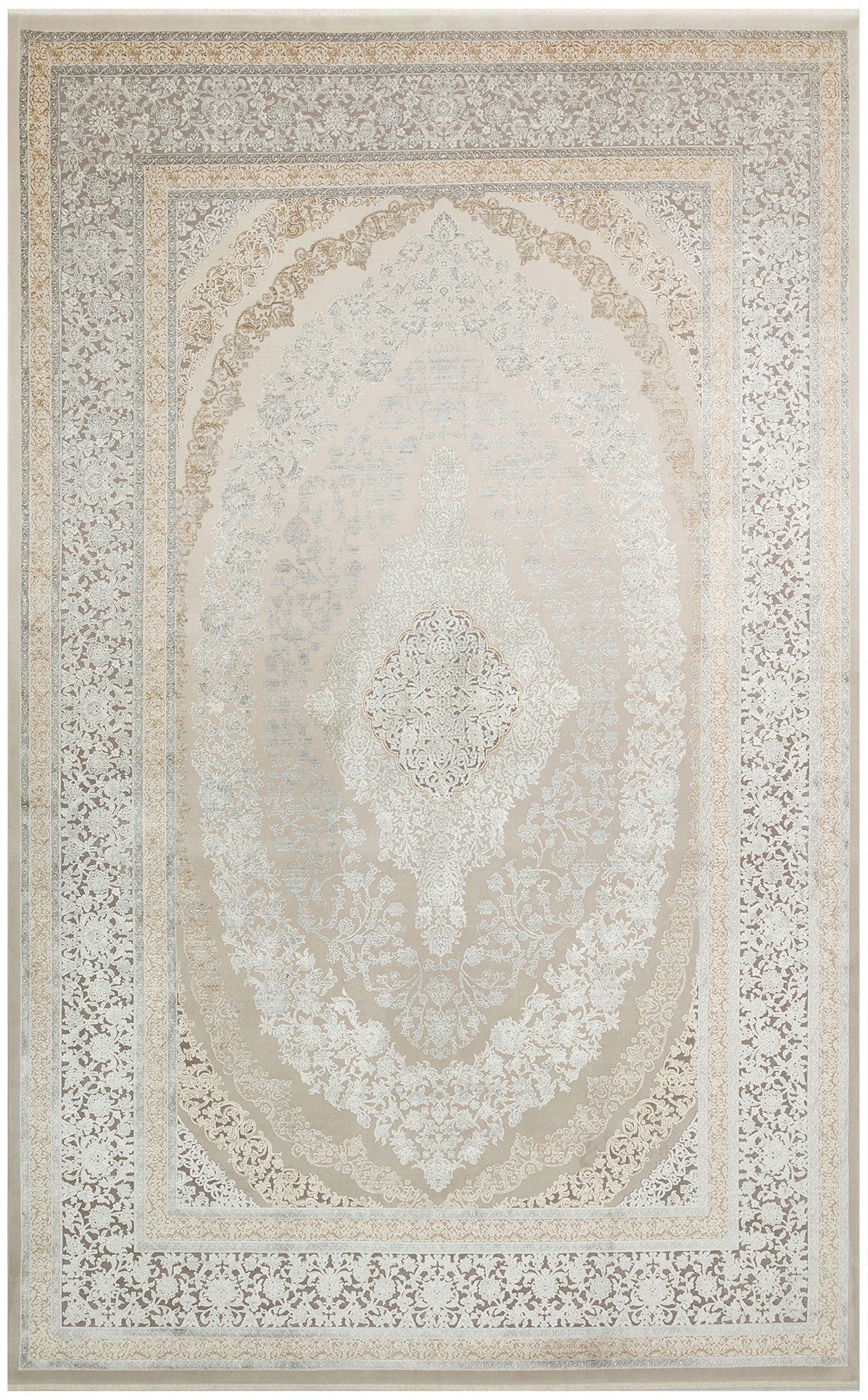 MHL 08 CREAM GREY - MAHAL - Klasik Desenli Yüksek Kalite Sık Dokuma Salon Halısı