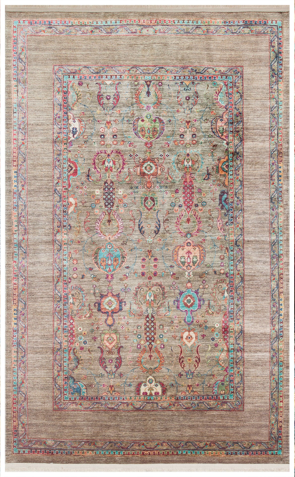 Antıque ATK 07 Olıve - Yıkanabilir Kaymaz Antik Desenli Otantik Kilim