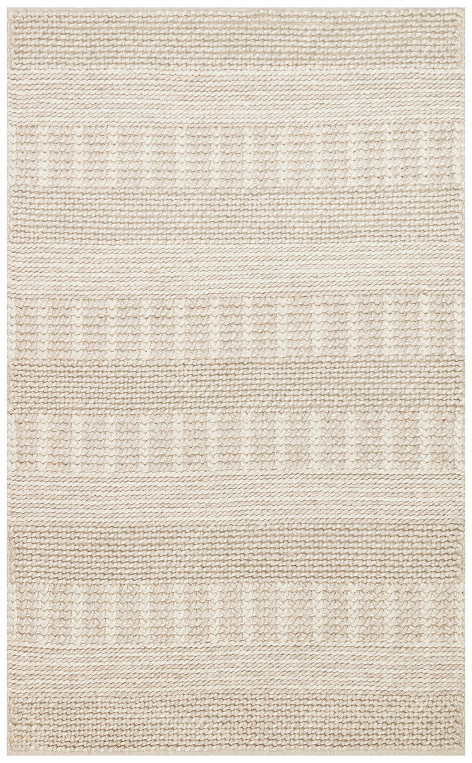 J352 BEIGE - JADE - Naturel Kazak Örgü Desenli El Dokuma Örgü Halı