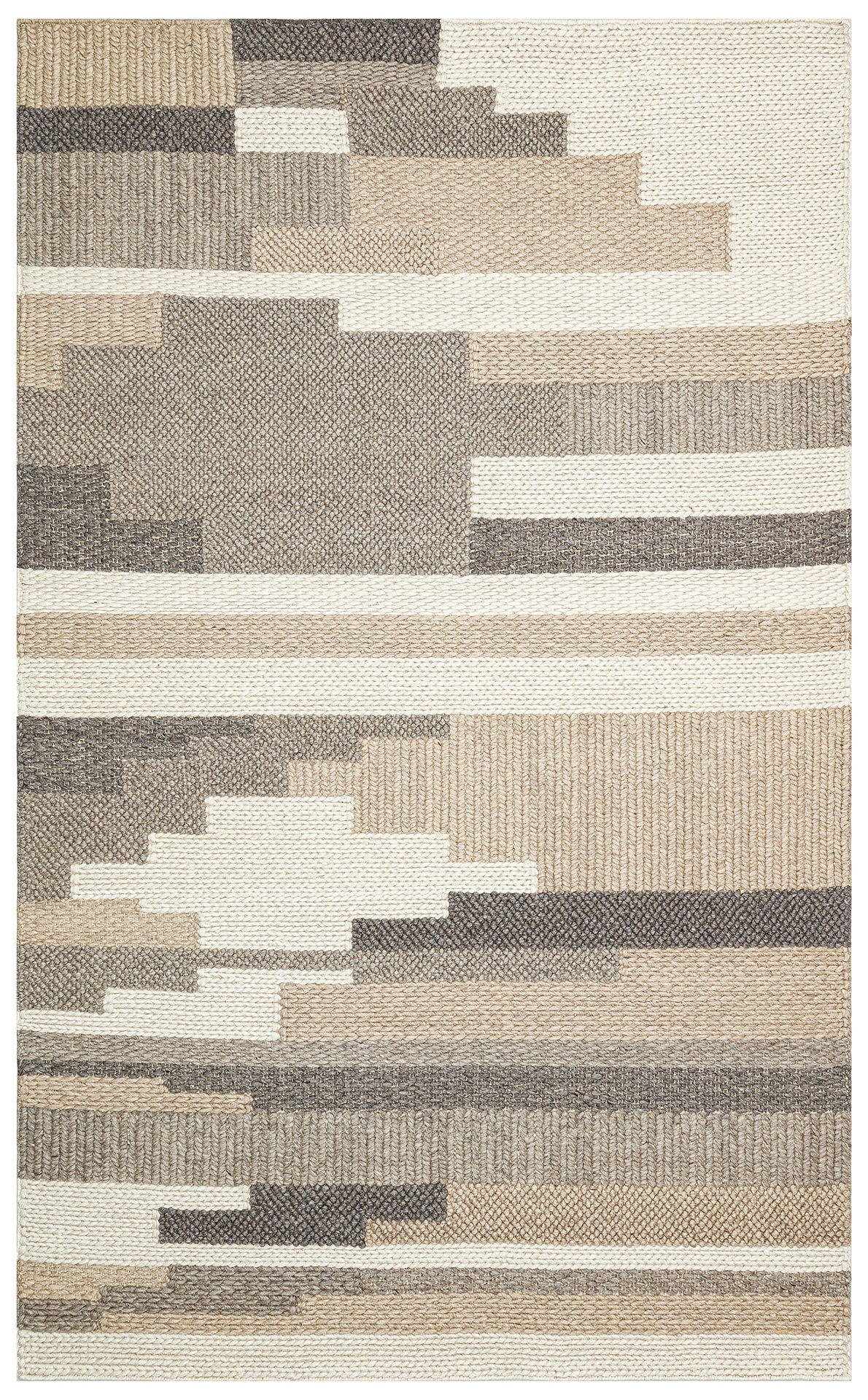 JD 04 BEIGE MULTY XW - JADE - Naturel Kazak Örgü Desenli El Dokuma Örgü Halı