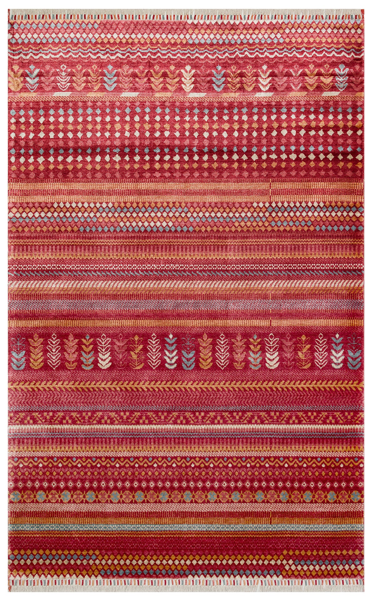 ZR 19 RED MULTY - ZARA - Otantik Desenli El Emeği ile Üretilen Modern Uşak Halısı