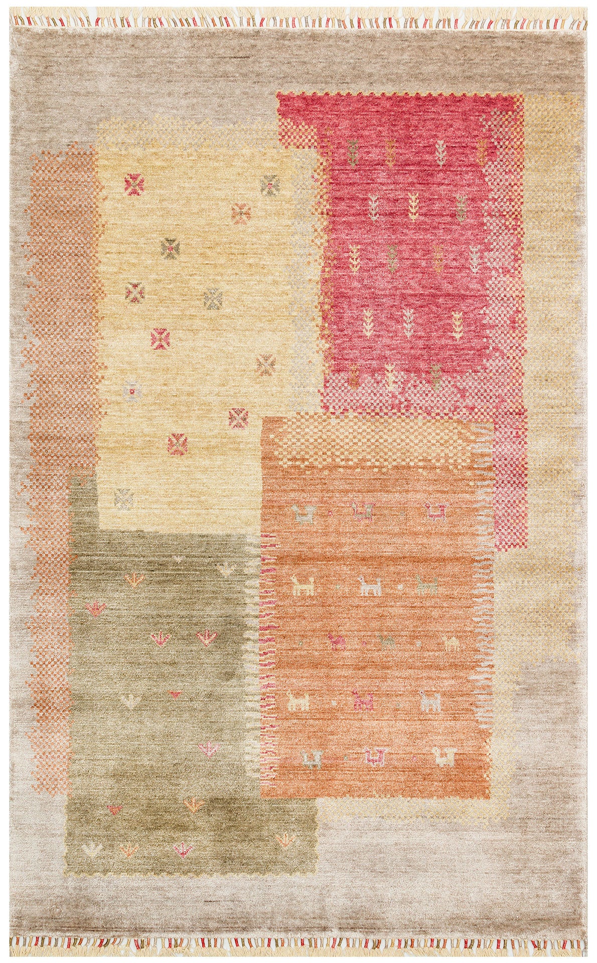 ZR 07 BEIGE AUTUMN - Otantik Desenli El Emeği ile Üretilen Modern Uşak Halısı