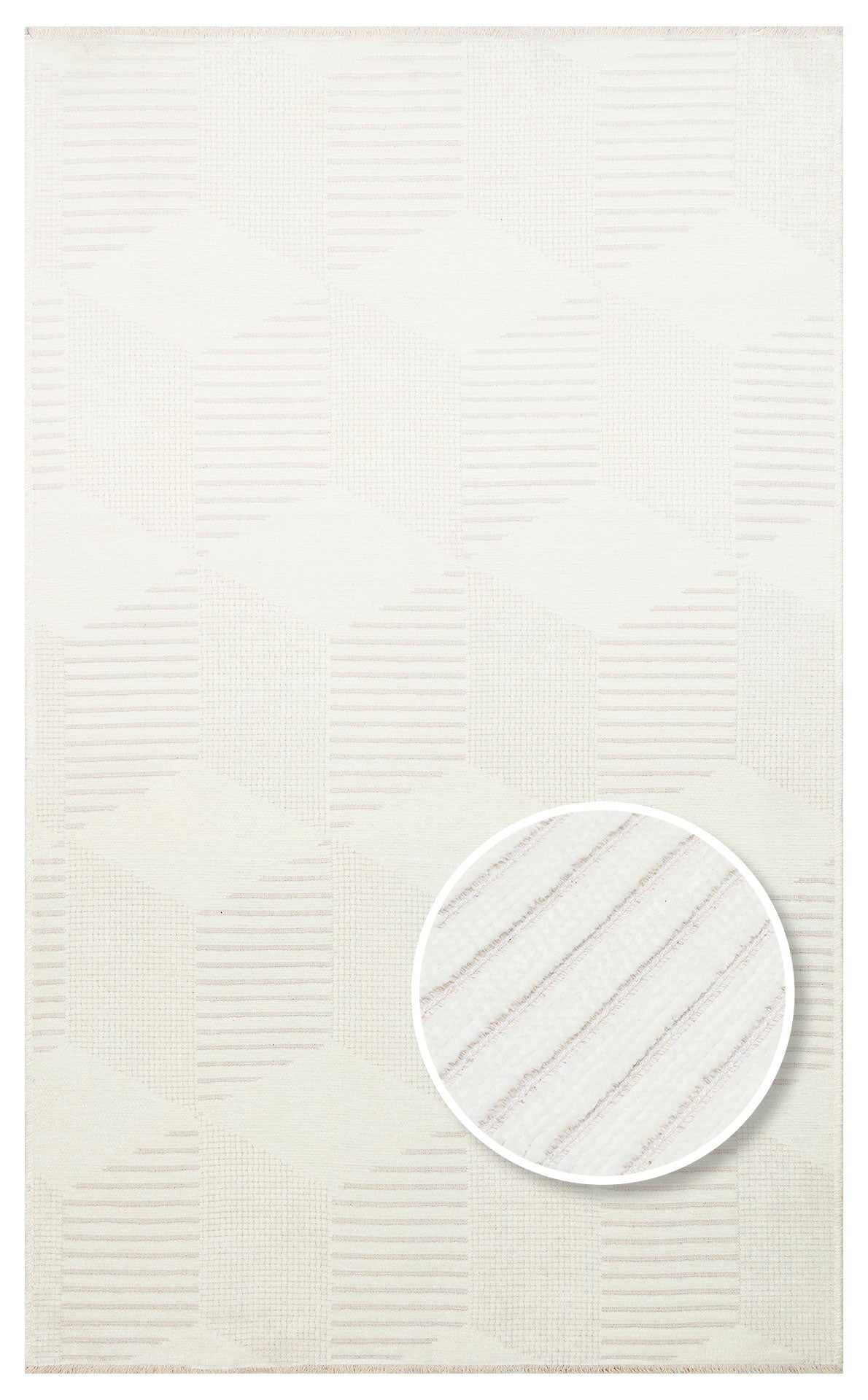 Ada 01 Krem - Yıkanabilir Kaymaz Hav Yapmaz Modern Düz Dokuma Kilim