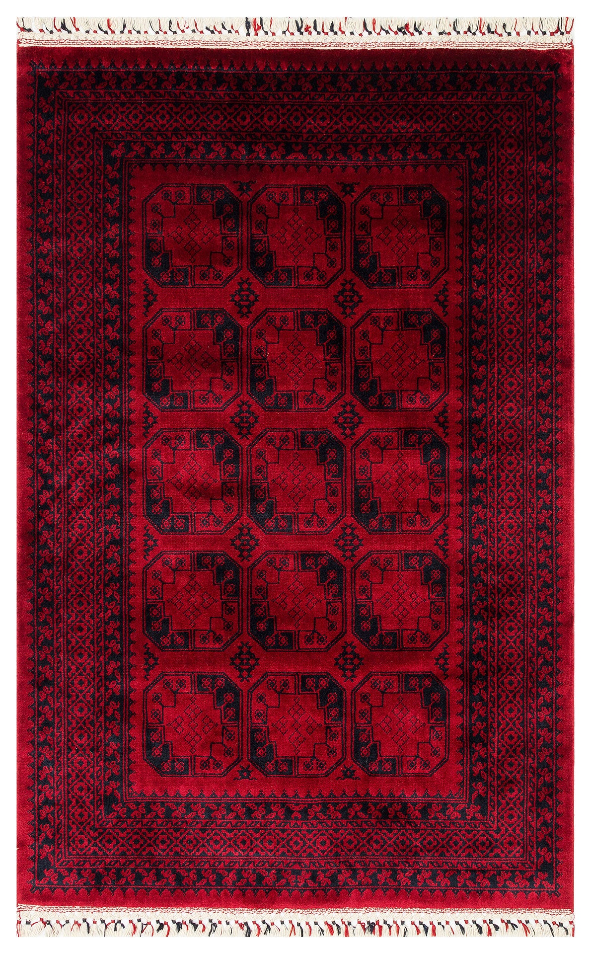 951 RED - NOSTALJI - Afgan / Yağcıbedir Desenli El Emeği ile Özel Tezgahlarda Üretilen Bambu Uşak Halısı
