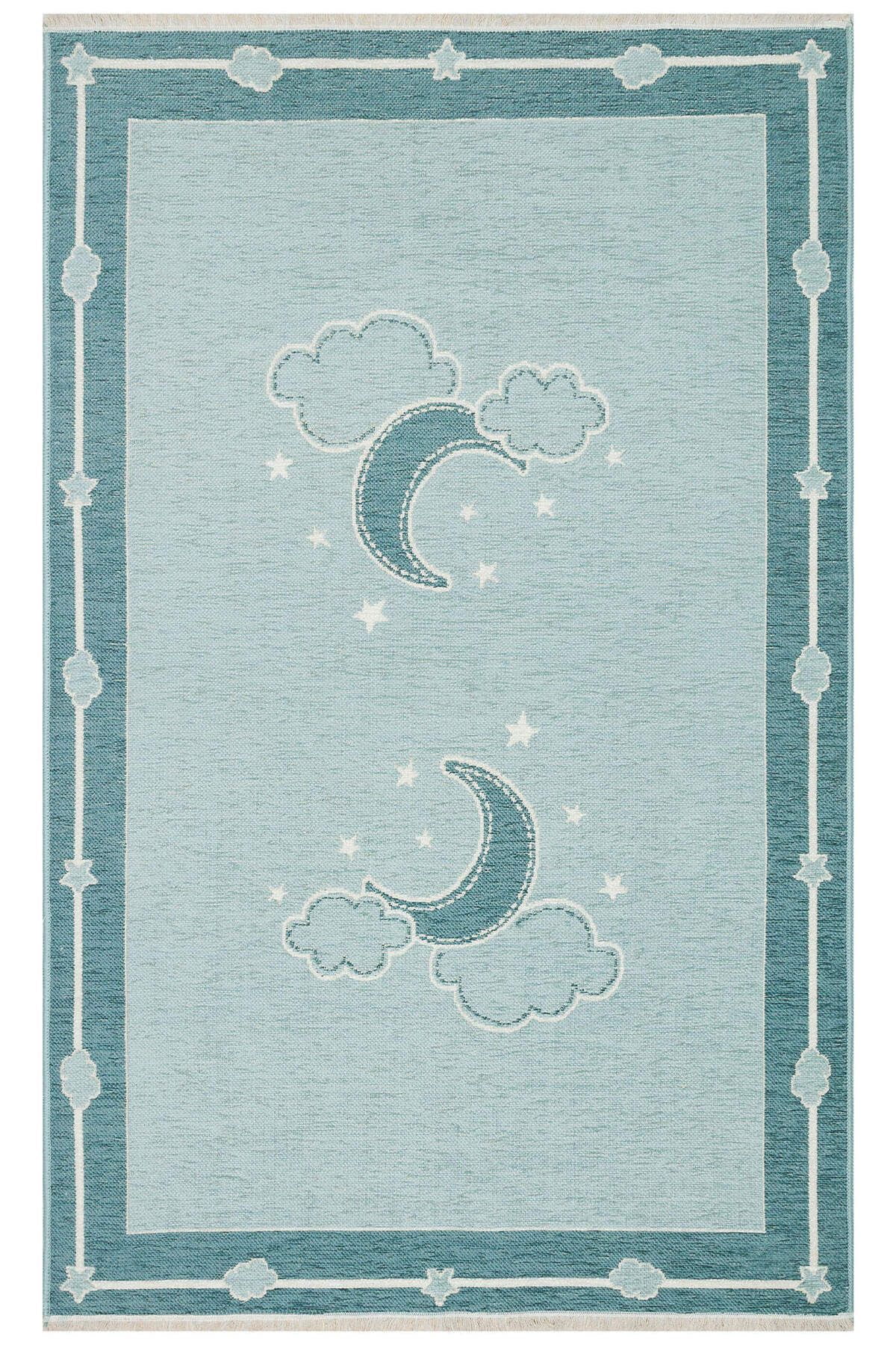 Nb 01 Blue - Noa Baby - Yıkanabilir Çift Taraflı Yumuşak Dokulu Ince Çocuk-bebek Odası Halısı