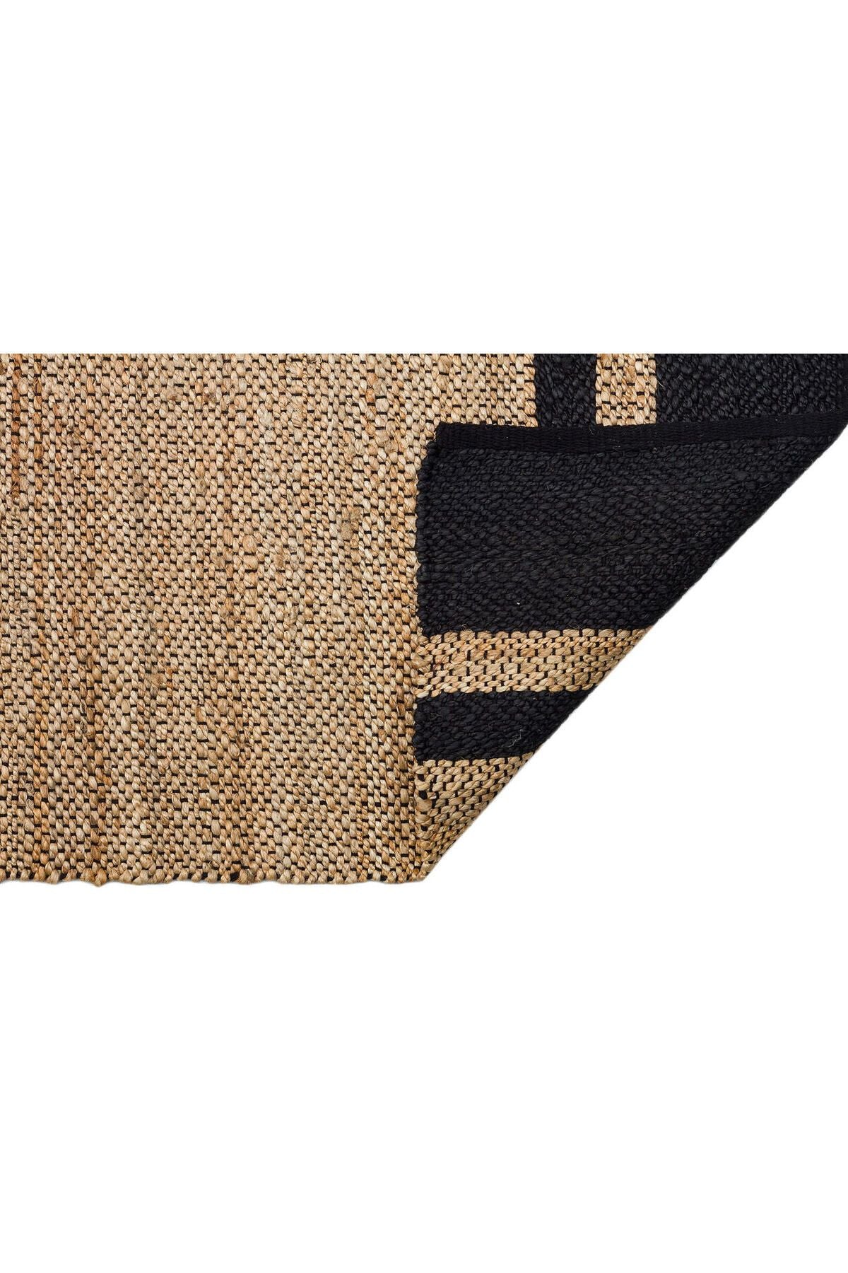 Ech 07 Natural Black - Echo - El Dokuma Naturel Jüt Hasır Halı