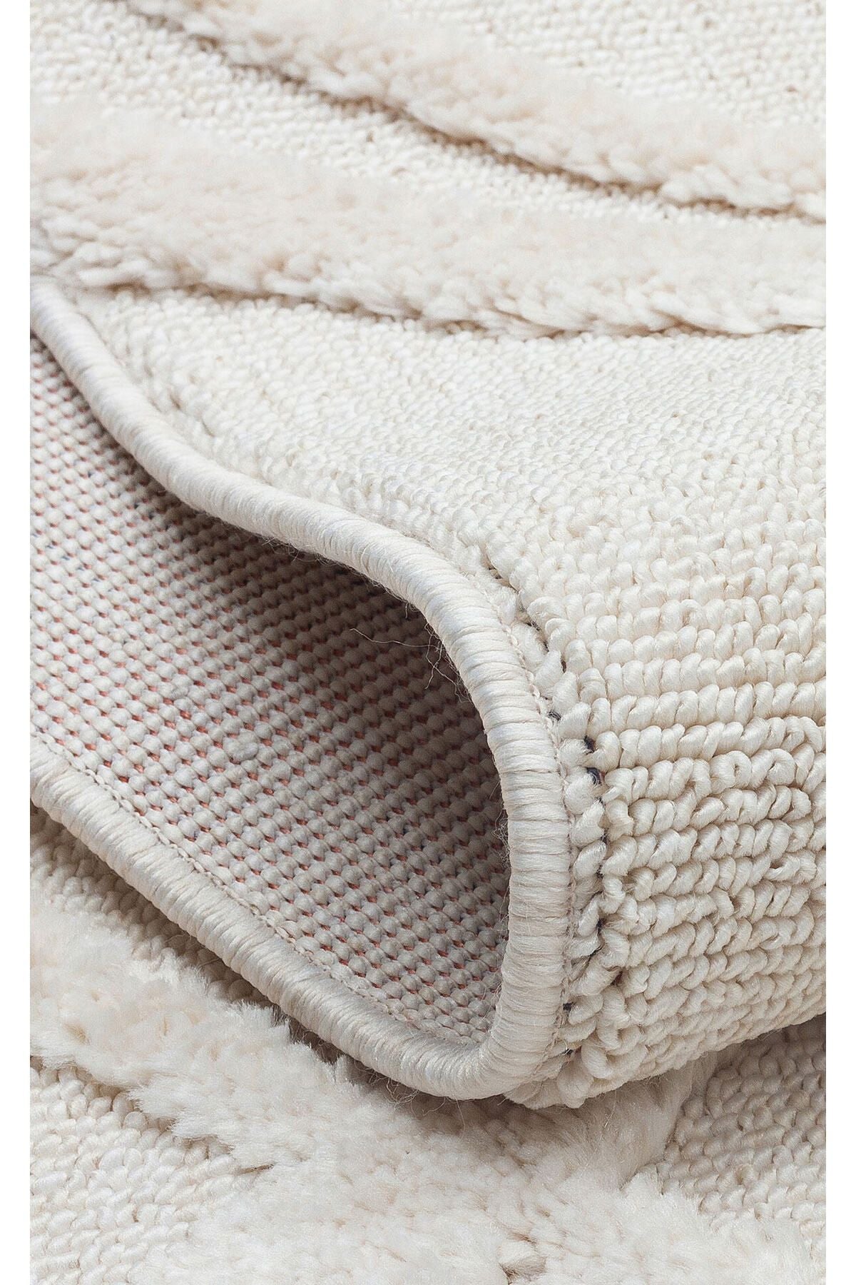 TRZ 03 WHITE - Hav Toz Vermez Yumuşak Dokulu Etnik Örgü Desenlere Sahip Modern İskindinav Halı