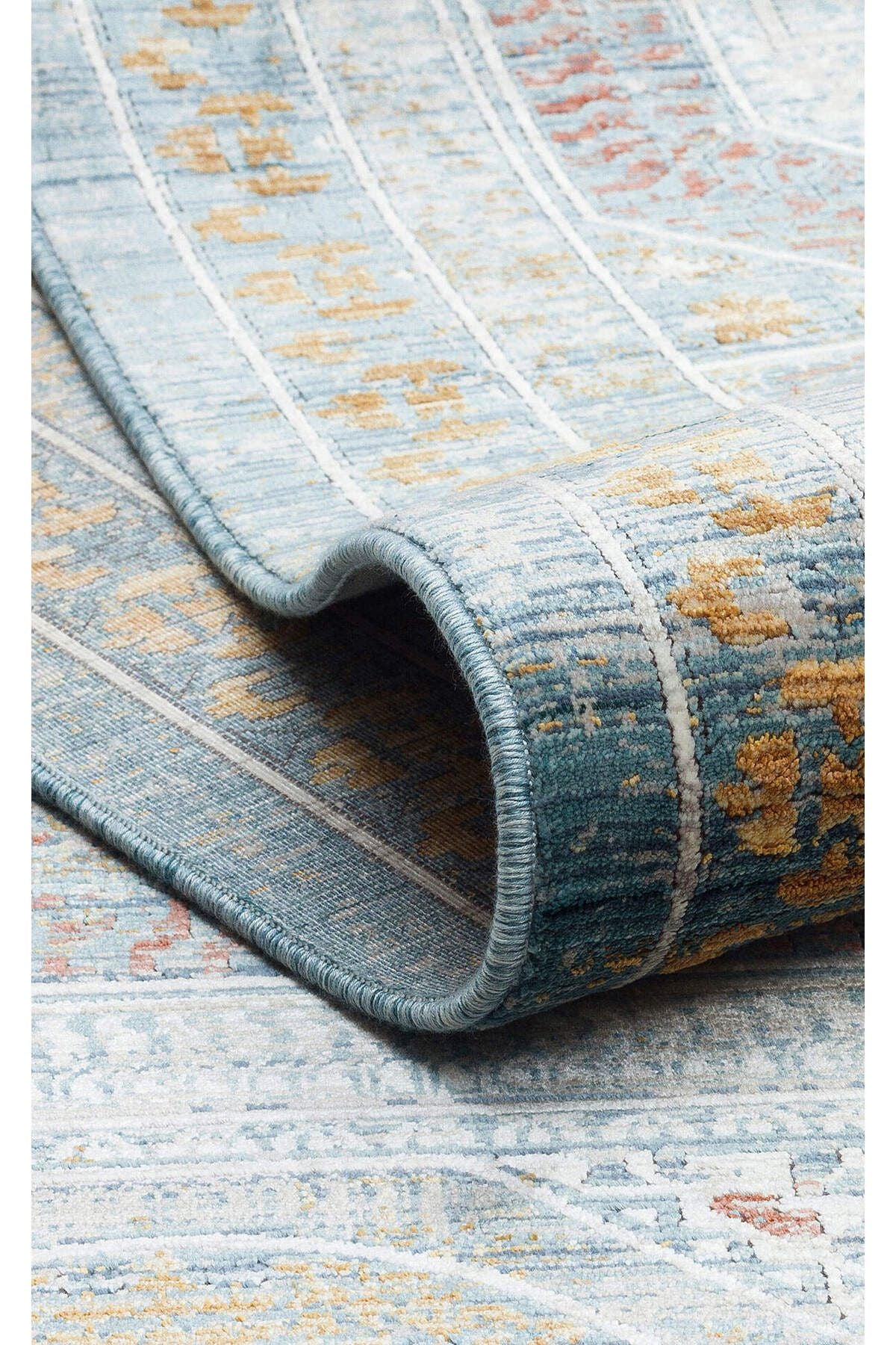 MHL 10 BLUE - Klasik Desenli Yüksek Kalite Sık Dokuma Salon Halısı