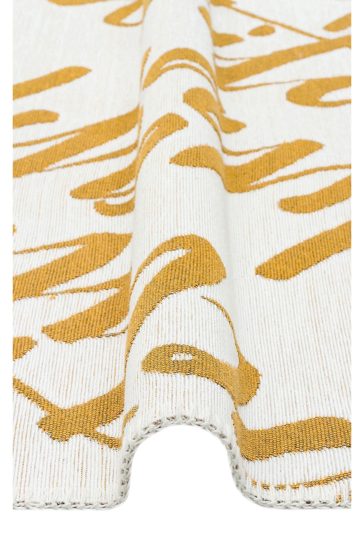 ARYA Neo 02 Beyaz Sarı -Yıkanabilir Kaymaz Tabanlı Modern Pamuk Kilim