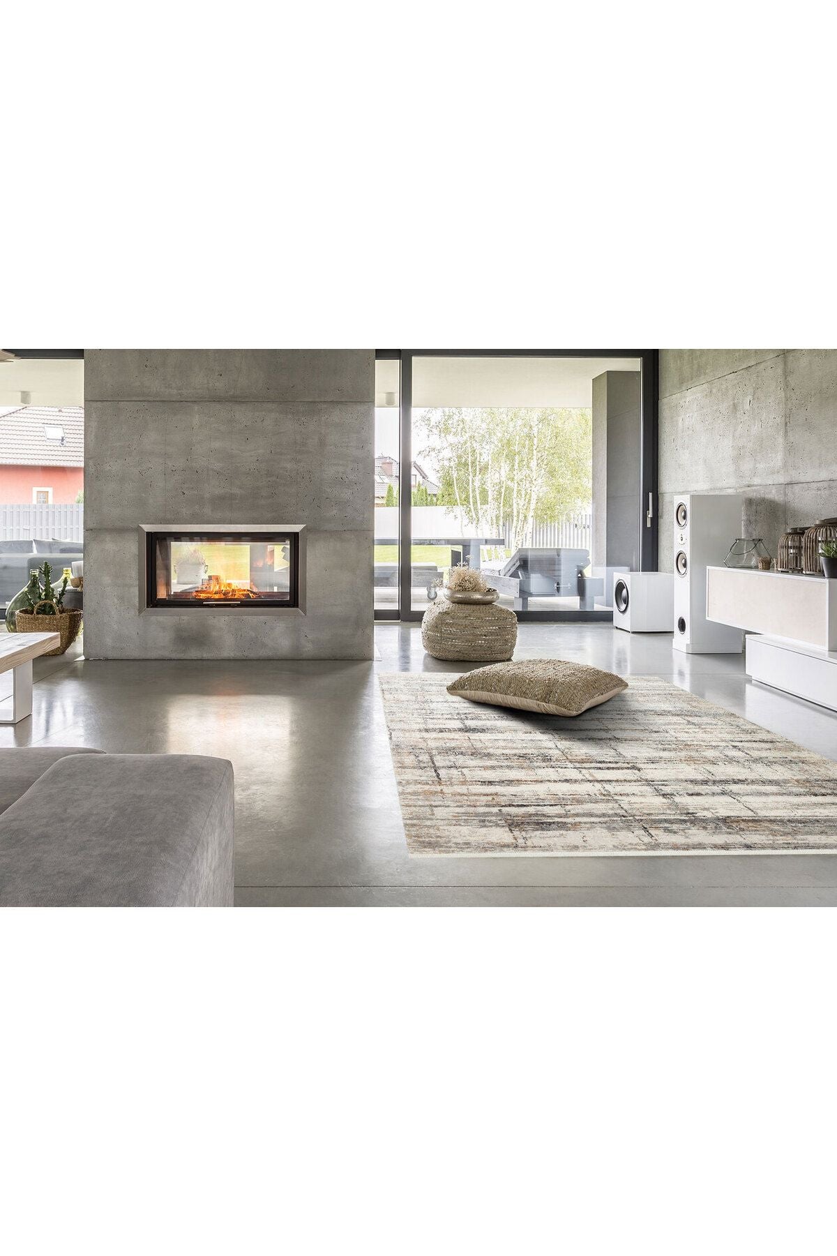 Hav Toz Vermez Eskitme Desenli Modern Makine Halısı