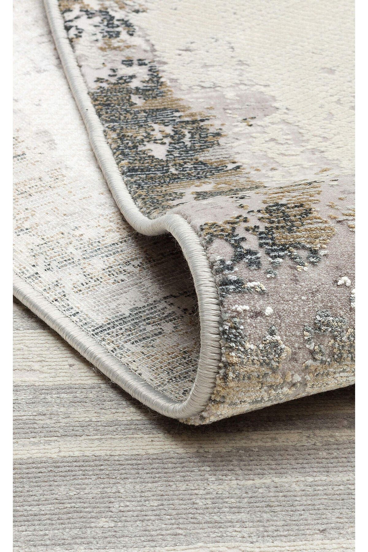 PLM 02 CREAM GREY - Yüksek Kaliteli Sık Dokuma Modern Salon Halısı