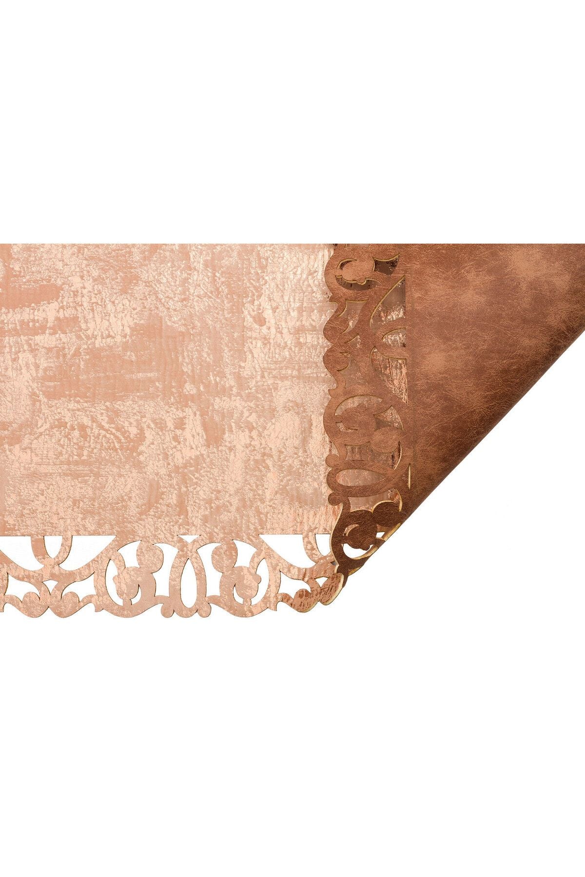 Klasik Ve Modern Işleme Ve Oymaya Sahip Parlak Bordürlü Suni Deri Halı