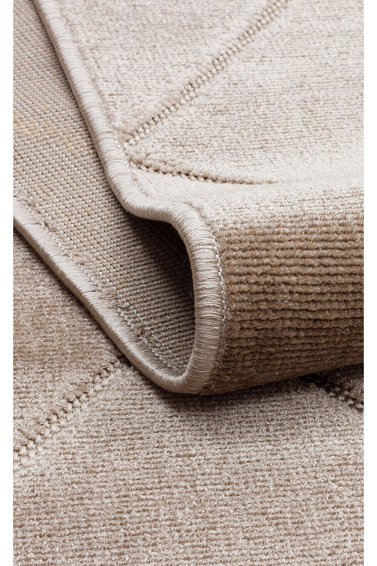 MSR 03 BEIGE NW - Hav Toz Vermez Sade Desenli Yumuşak Dokulu Modern Makine Halısı