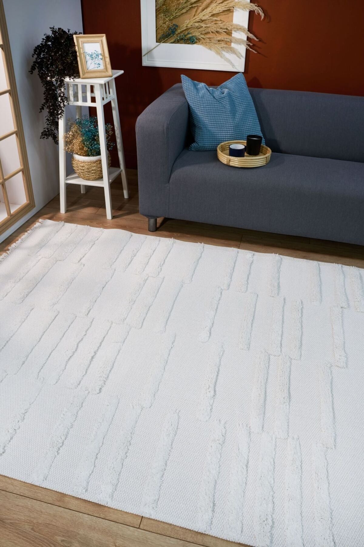 Habitat 7651 Krem Bohem Dekoratif Salon Halısı, Kilim