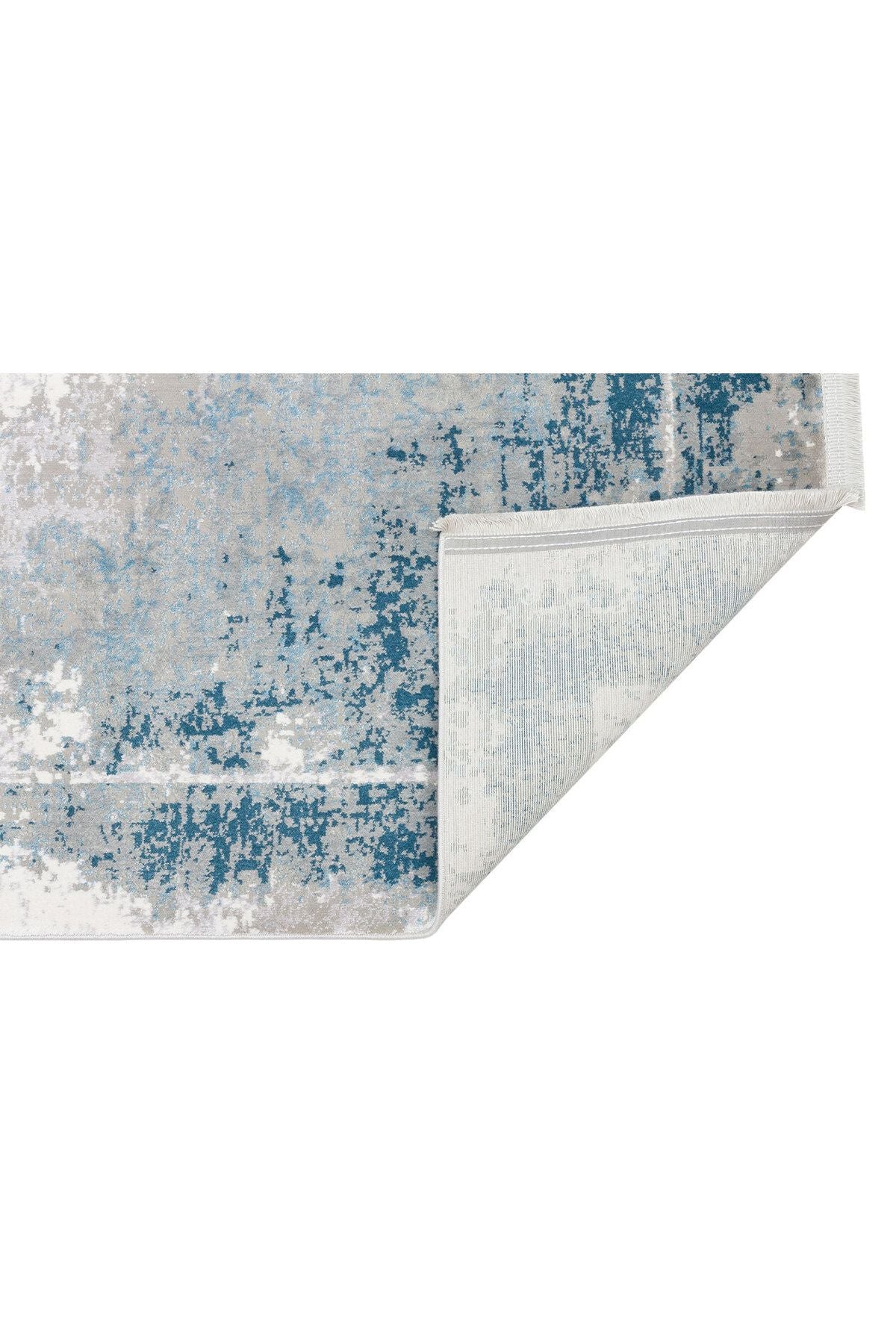 Vr 17 Grey Blue Xw - Verona - Yumuşak Ipeksi Tuşeli Yüksek Alçak Oymalı Modern Ince Makine Halısı