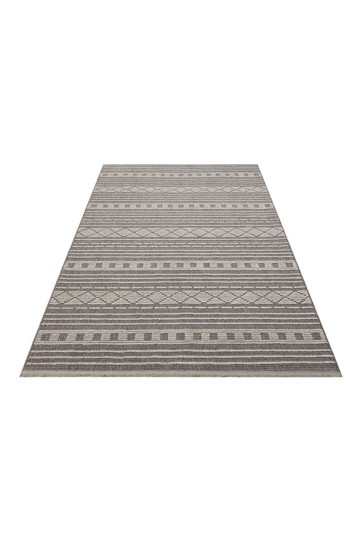 Jkr 02 Grey - Jakarta - Yüksek Alçak Dokulu Hav Toz Vermez Modern Makine Halısı