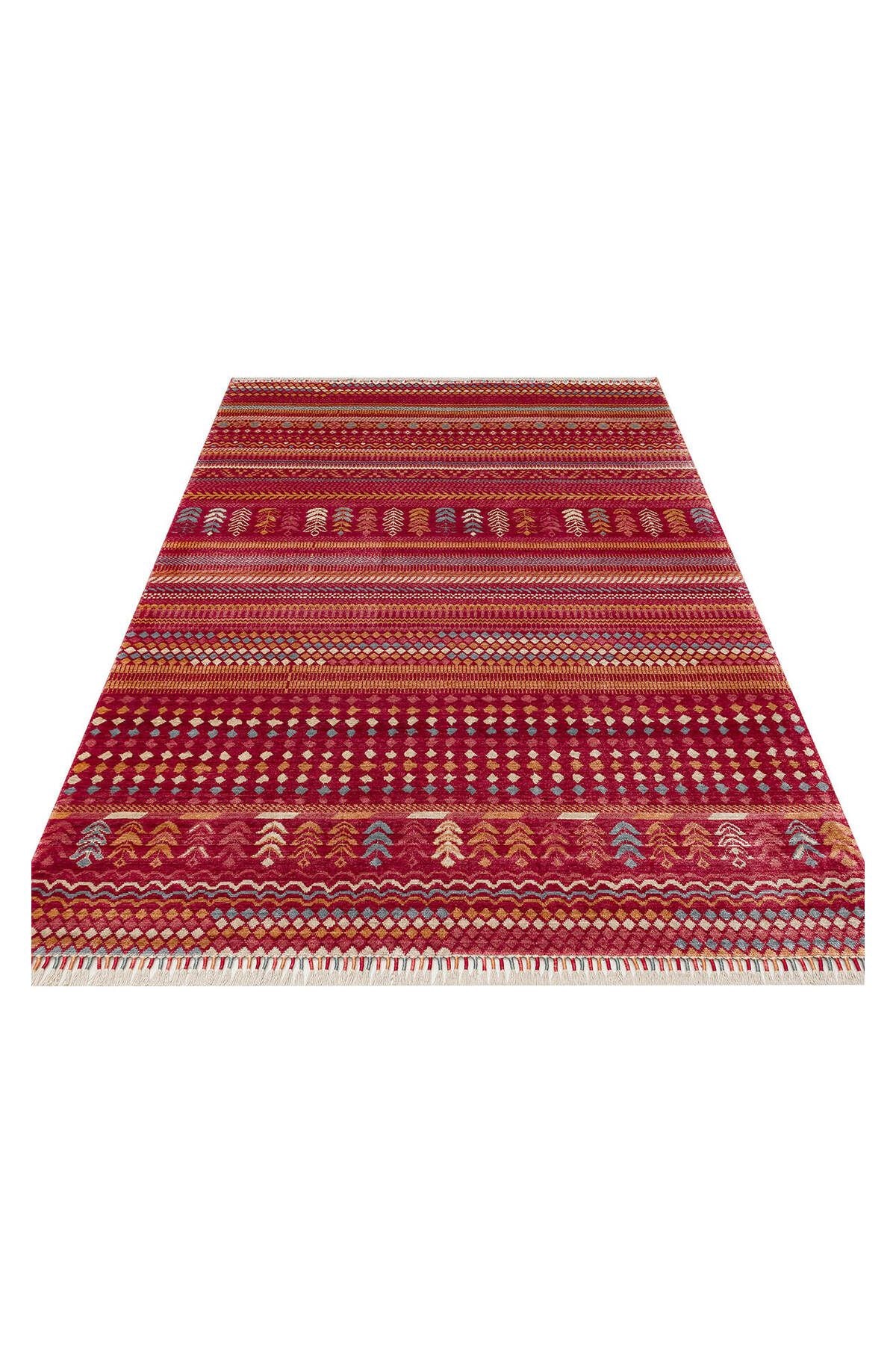 ZR 19 RED MULTY - Otantik Desenli El Emeği ile Üretilen Modern Uşak Halısı