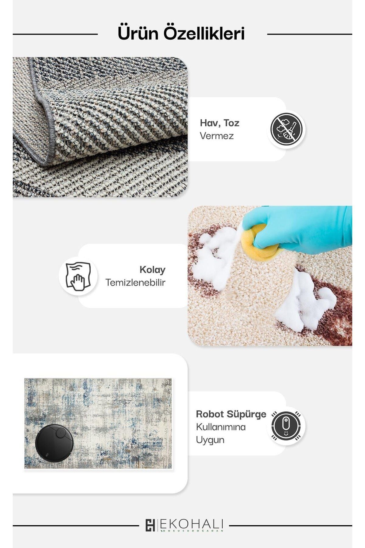 Hav Toz Vermez Hasır Dokuma Modern Makine Halısı