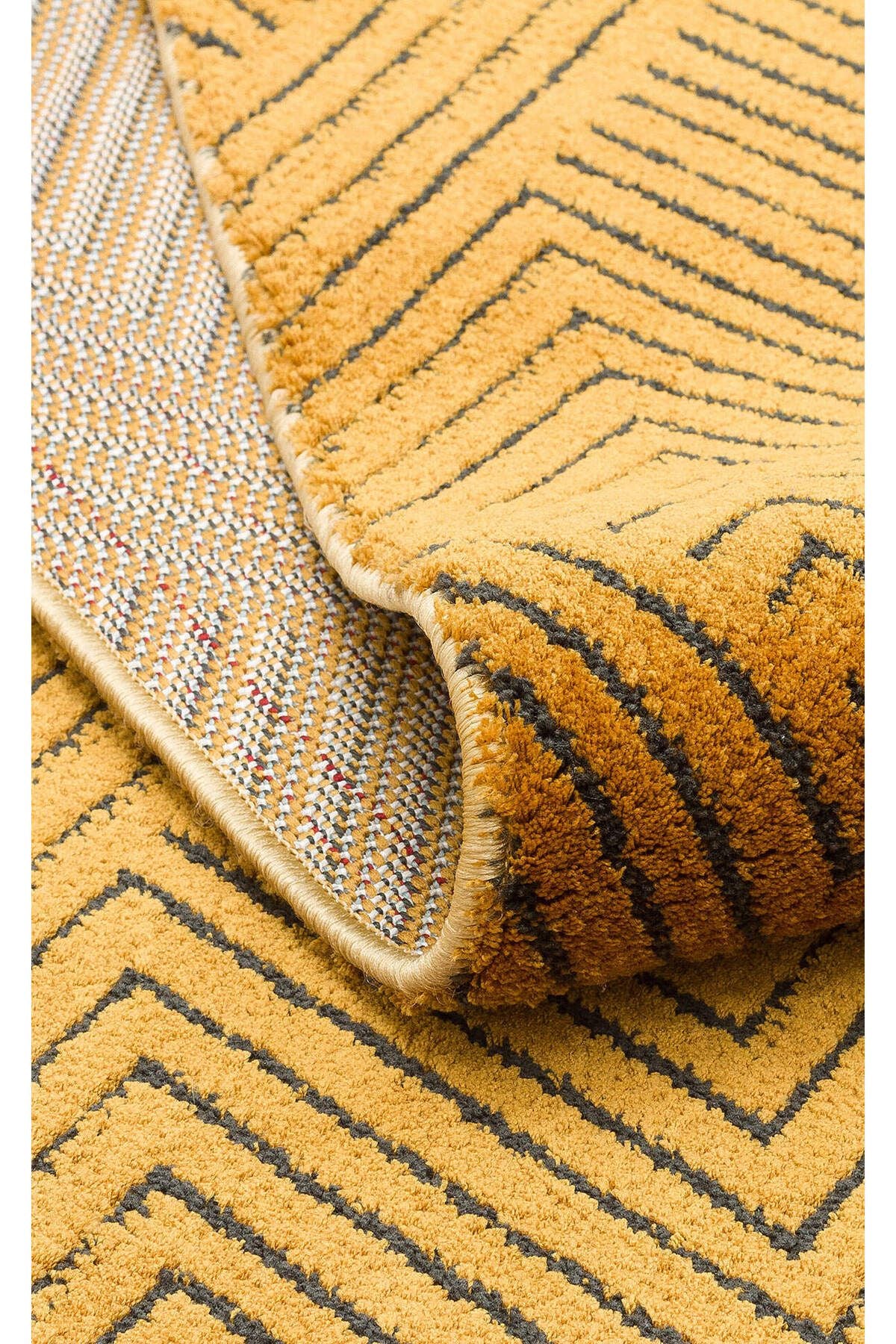 URB 01 GOLD - Etnik Desenlere Sahip Hav Toz Vermez Yumuşak Dokulu Modern Halı