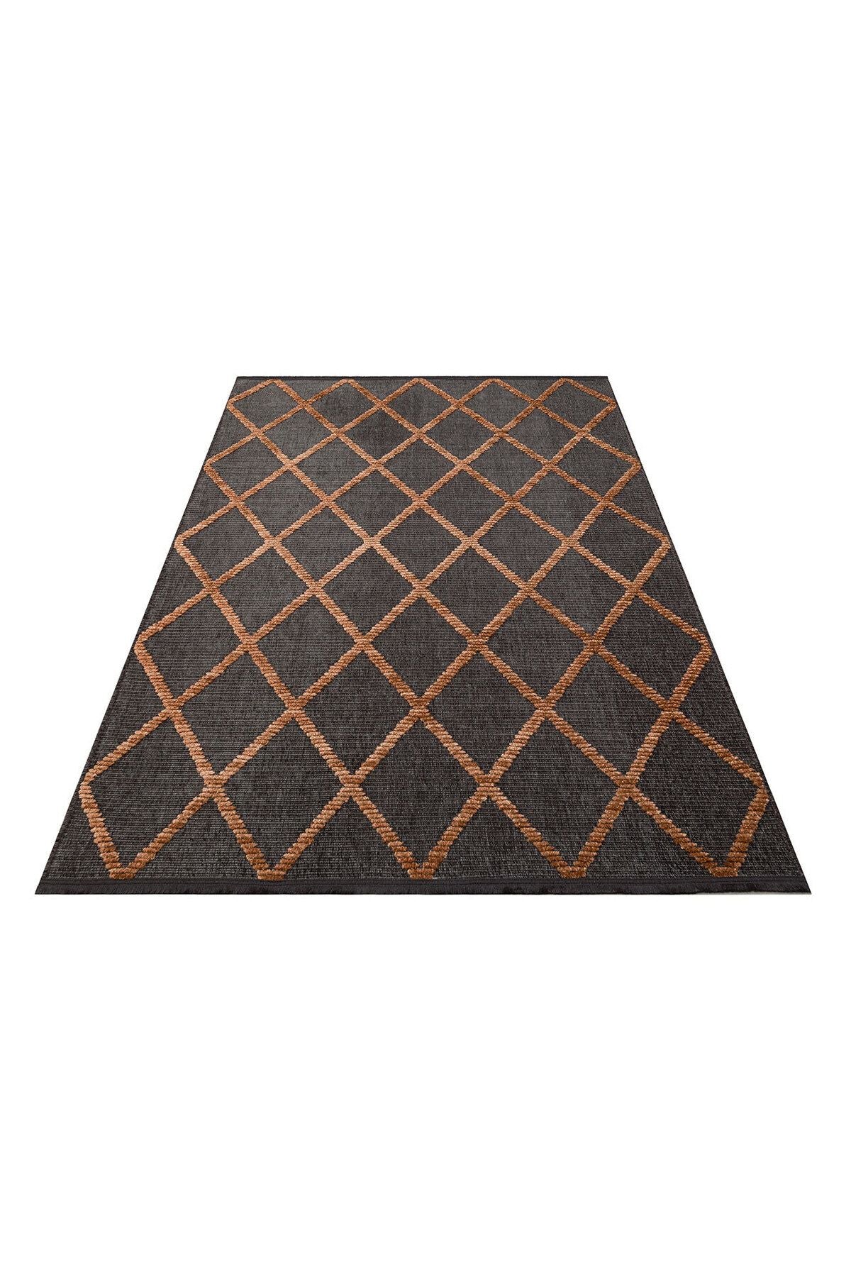 Jkr 04 Antrasıt Terra - Jakarta - Yüksek Alçak Dokulu Hav Toz Vermez Modern Makine Halısı