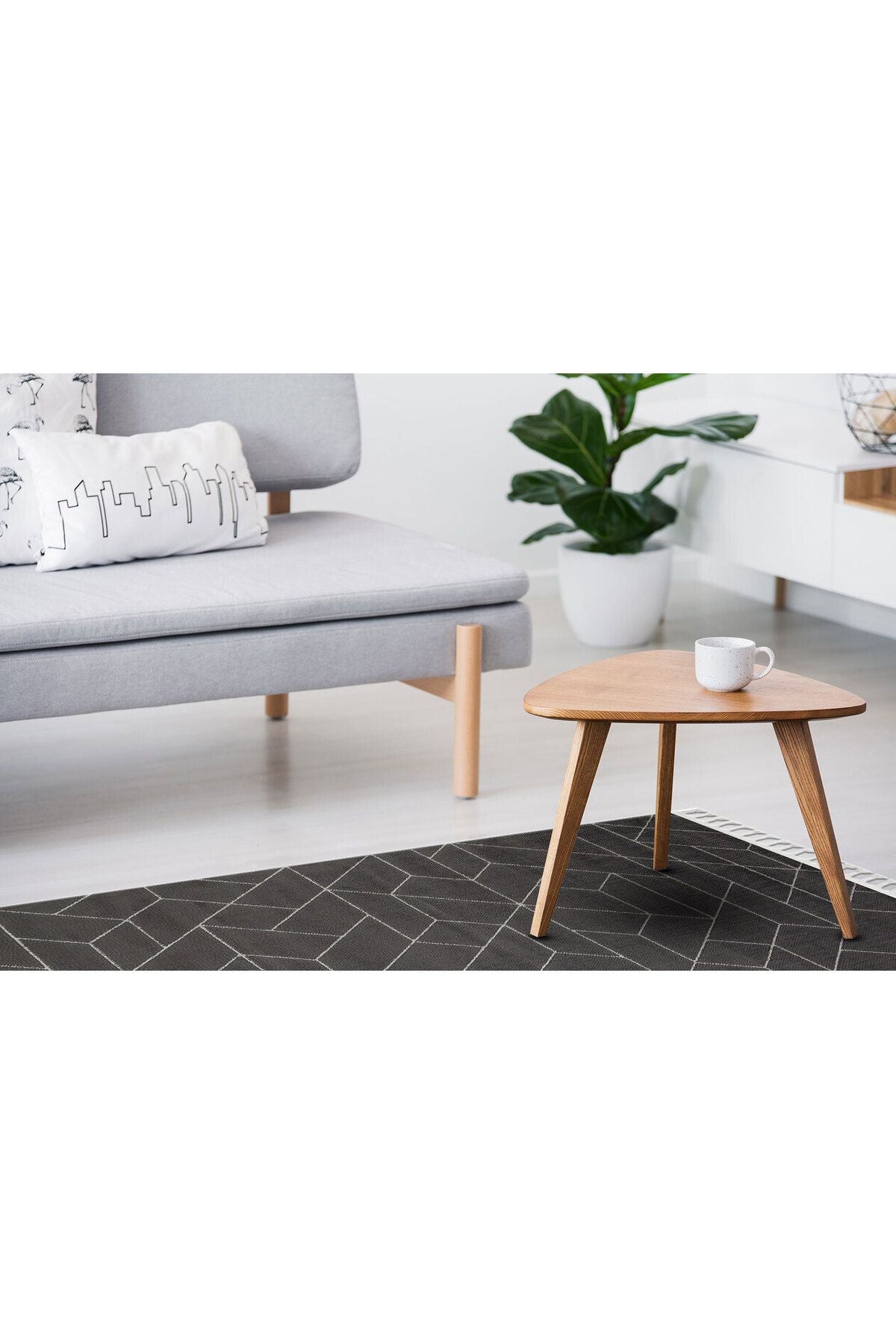 URB 03 BLACK GREY - Etnik Desenlere Sahip Hav Toz Vermez Yumuşak Dokulu Modern Halı