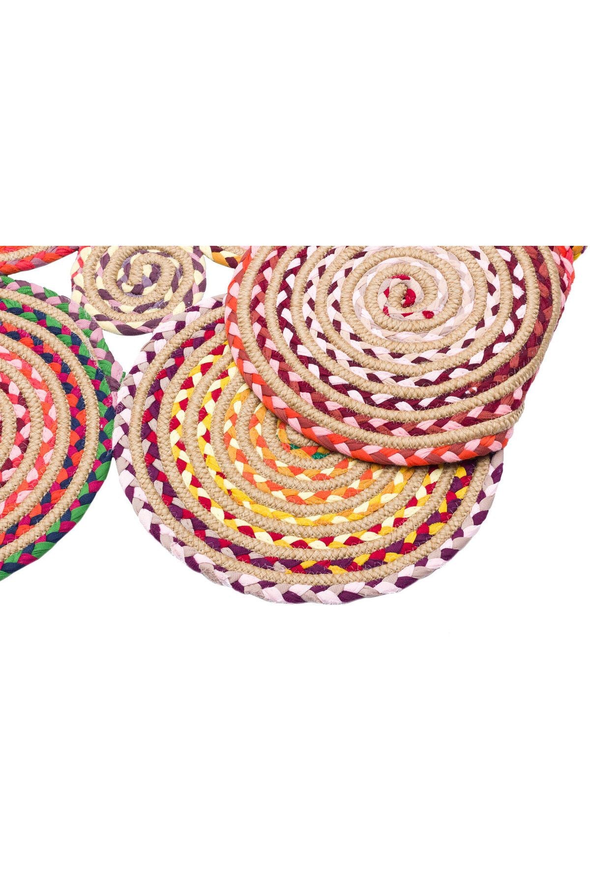 Renkli Jüt Görünümlü Hasır Örgü Halı