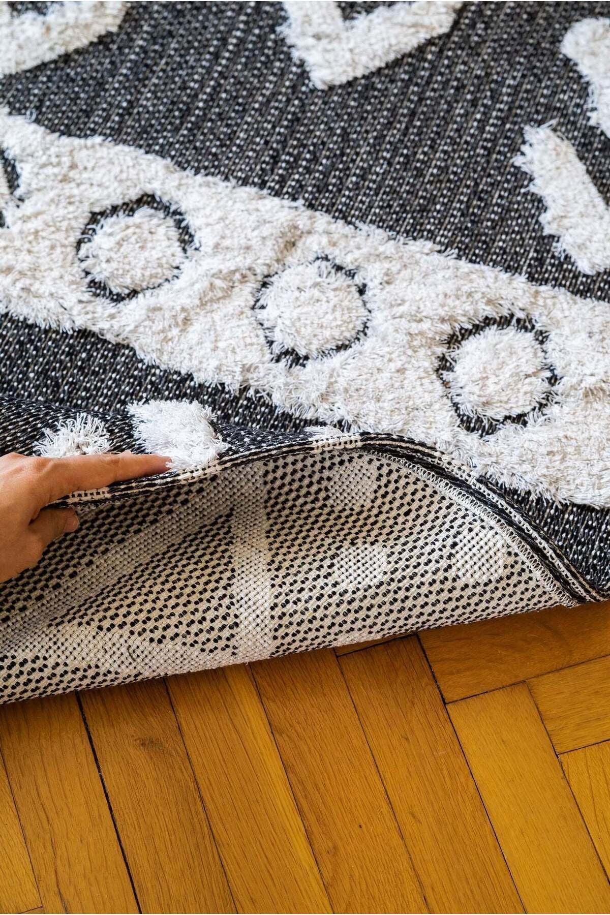 Habitat 7602 Siyah Bohem Dekoratif Salon Halısı, Kilim