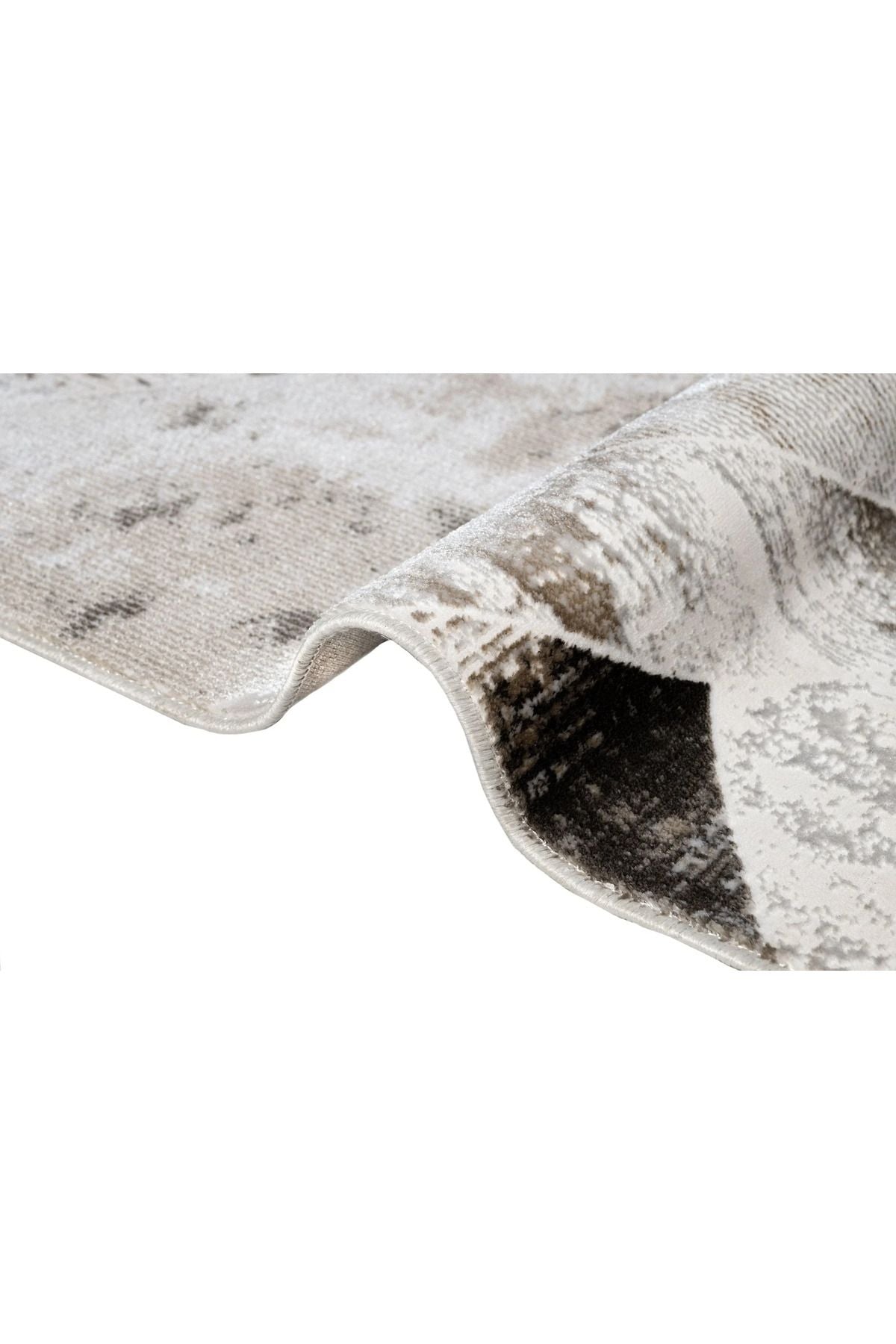 Zen 1033 Krem Geometrik Mikrofiber Polyester Makine Halısı