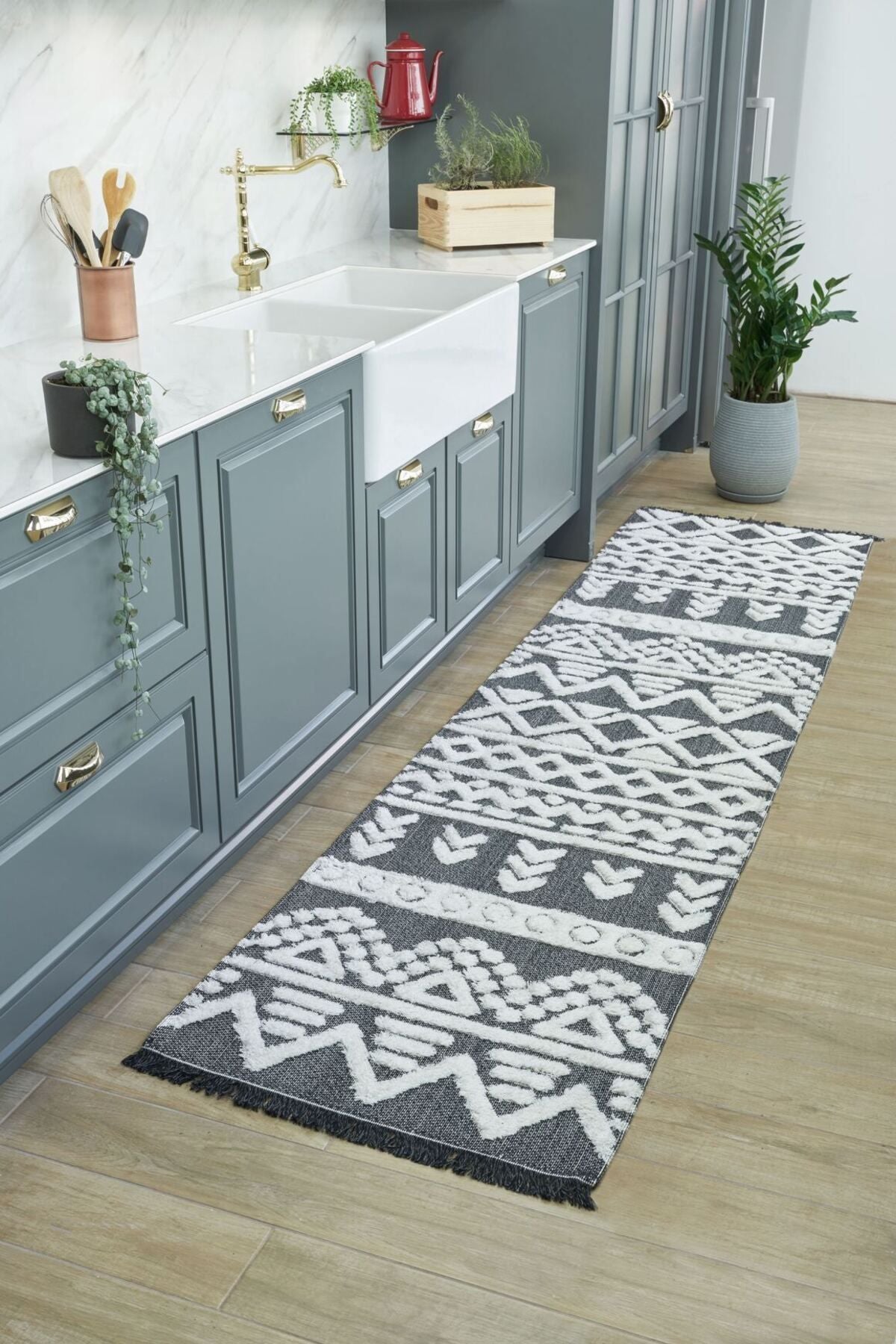 Habitat 7602 Siyah Bohem Dekoratif Salon Halısı, Kilim