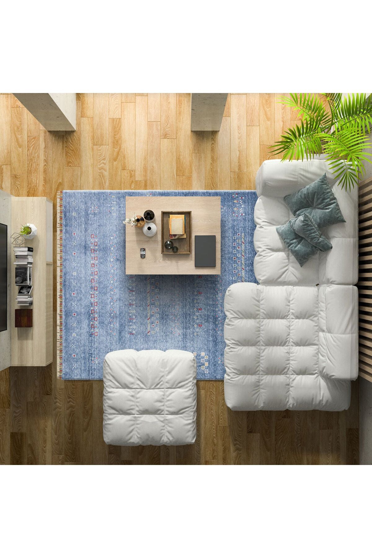 ZR 06 BLUE - Otantik Desenli El Emeği ile Üretilen Modern Uşak Halısı